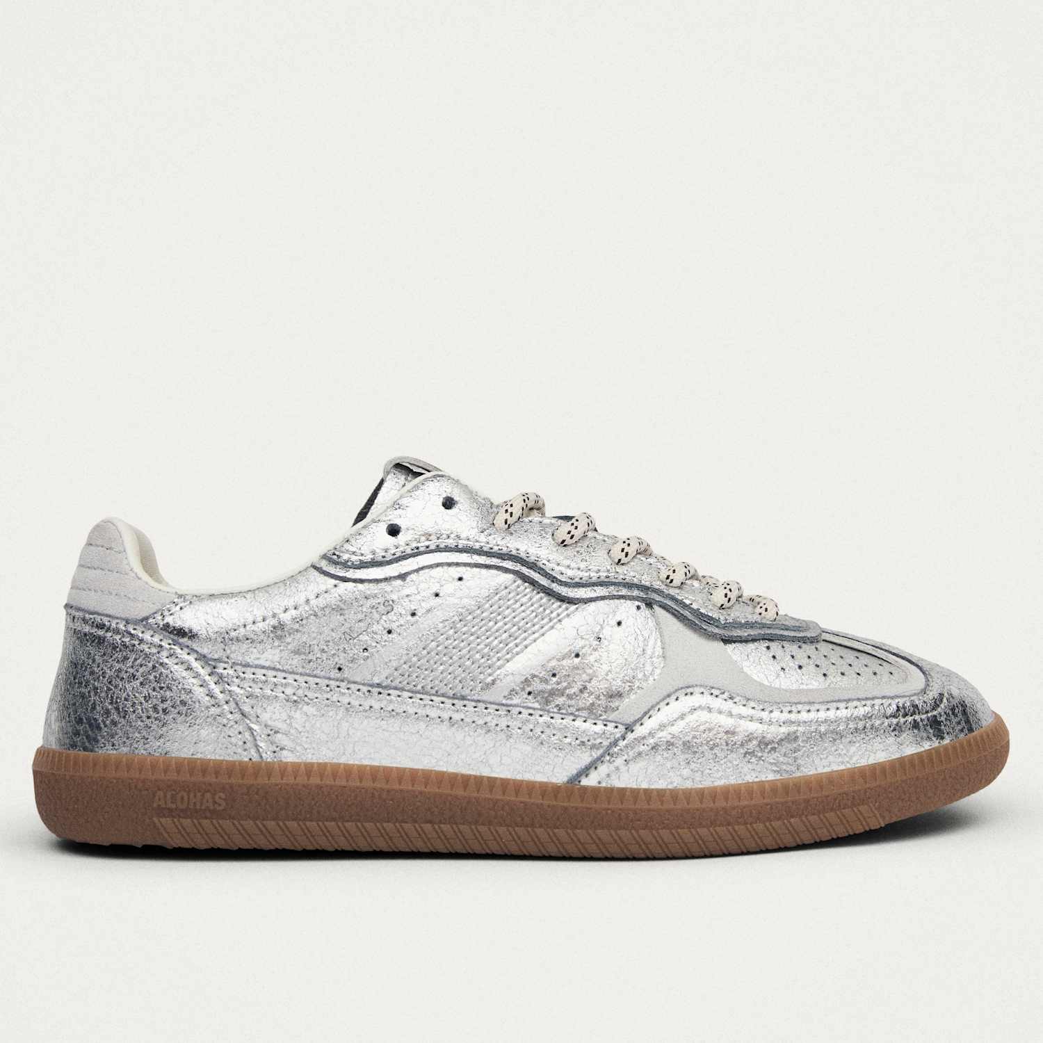 Alohas Women's Tb.490 Leather Metallic Trainers - 4 - Silver - Available at M&S