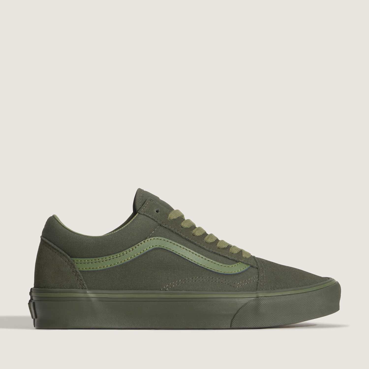 Vans Men's Old Skool Leather & Canvas Lace Up Trainers - 9 - Dark Green - Available at M&S