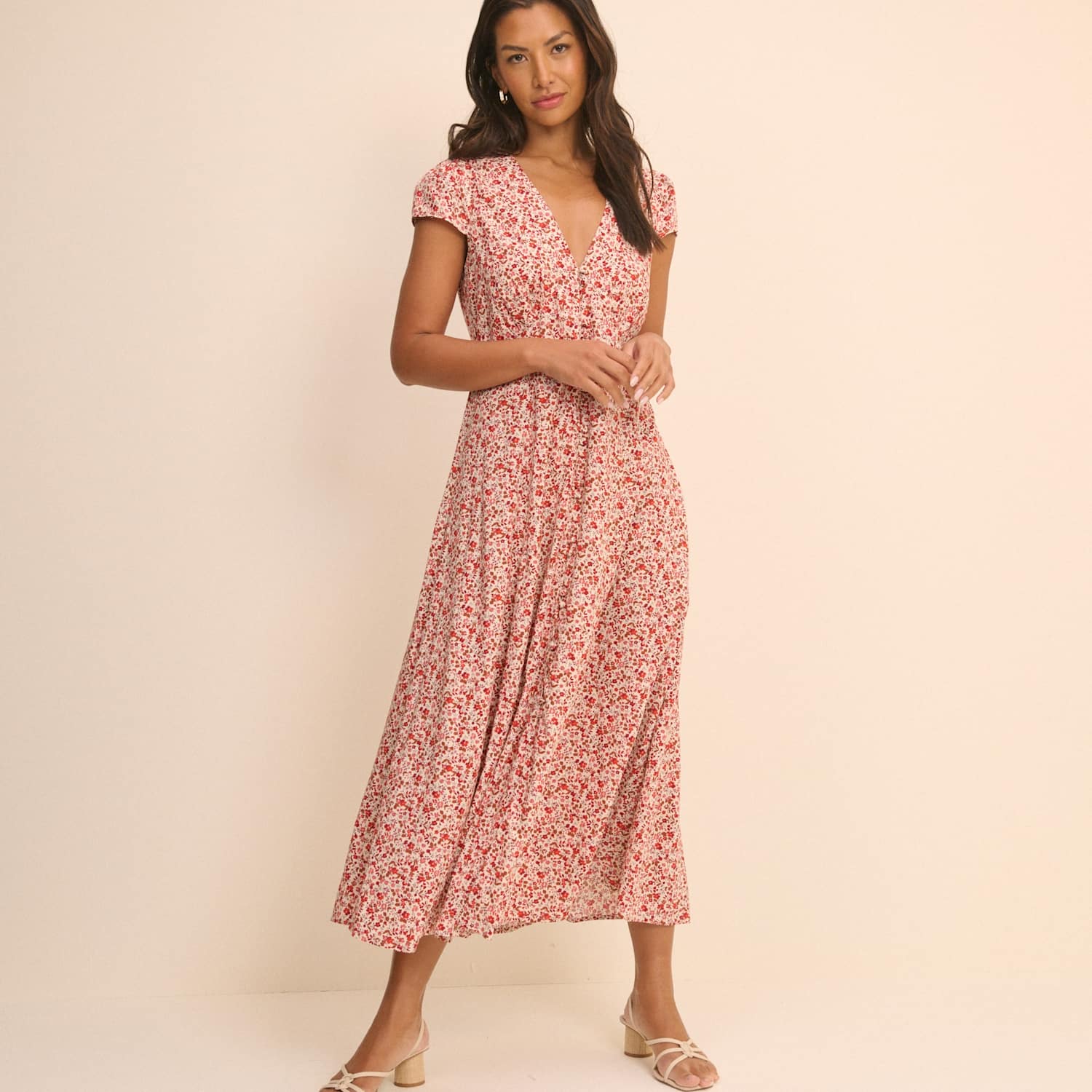 Nobody's Child Women's Ditsy Floral V-Neck Midi Tea Dress - 12 - Multi - Available at M&S