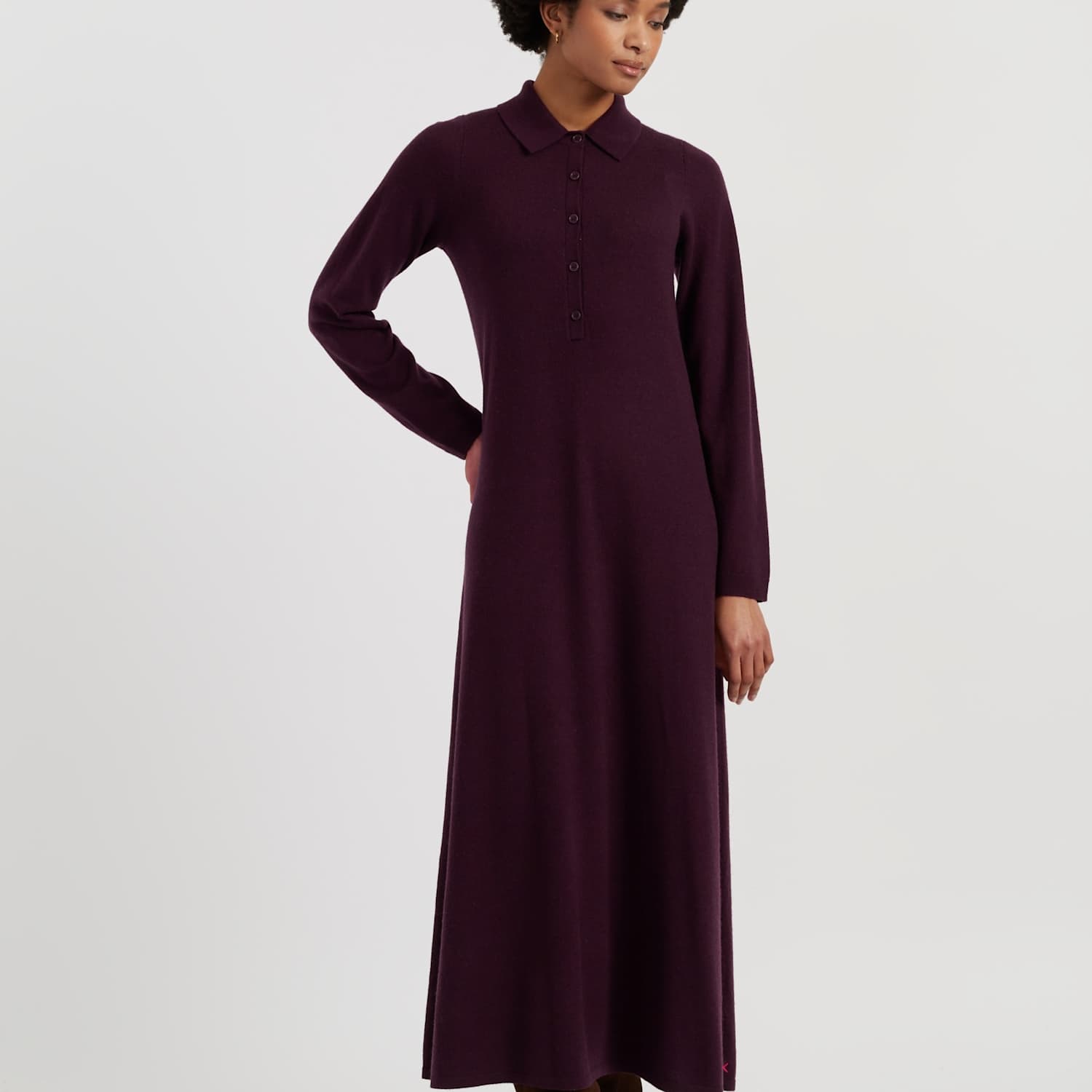 Chinti & Parker Women's Wool Rich Polo Dress With Cashmere - Large - Plum - Available at M&S
