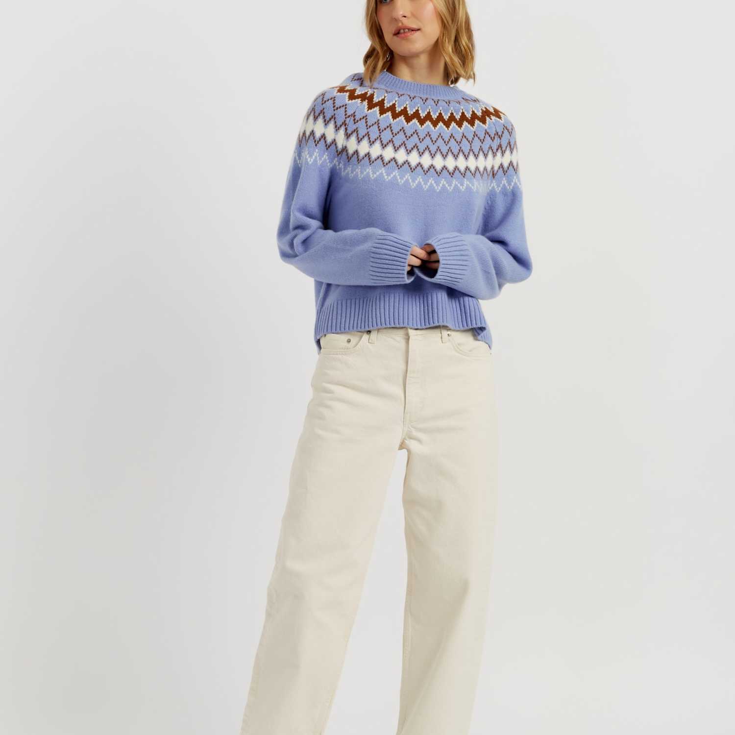 Chinti & Parker Women's Wool With Cashmere Fair Isle Textured Jumper - Small - Blue Mix - Available at M&S