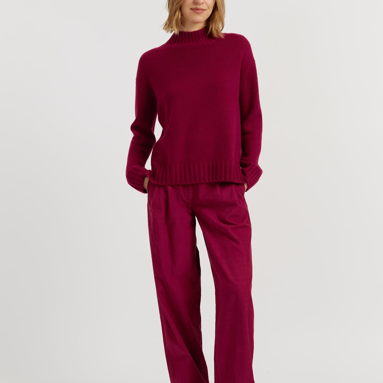 Chinti & Parker Women's Pure Cashmere Funnel Neck Relaxed Jumper - Medium - Red - Available at M&S