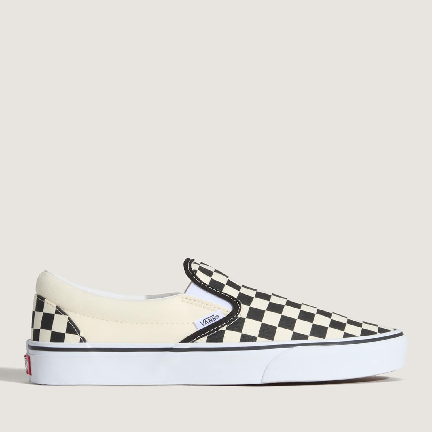 Vans Men's Classic Slip-On Canvas Checkerboard Trainers - 9 - Black - Available at M&S