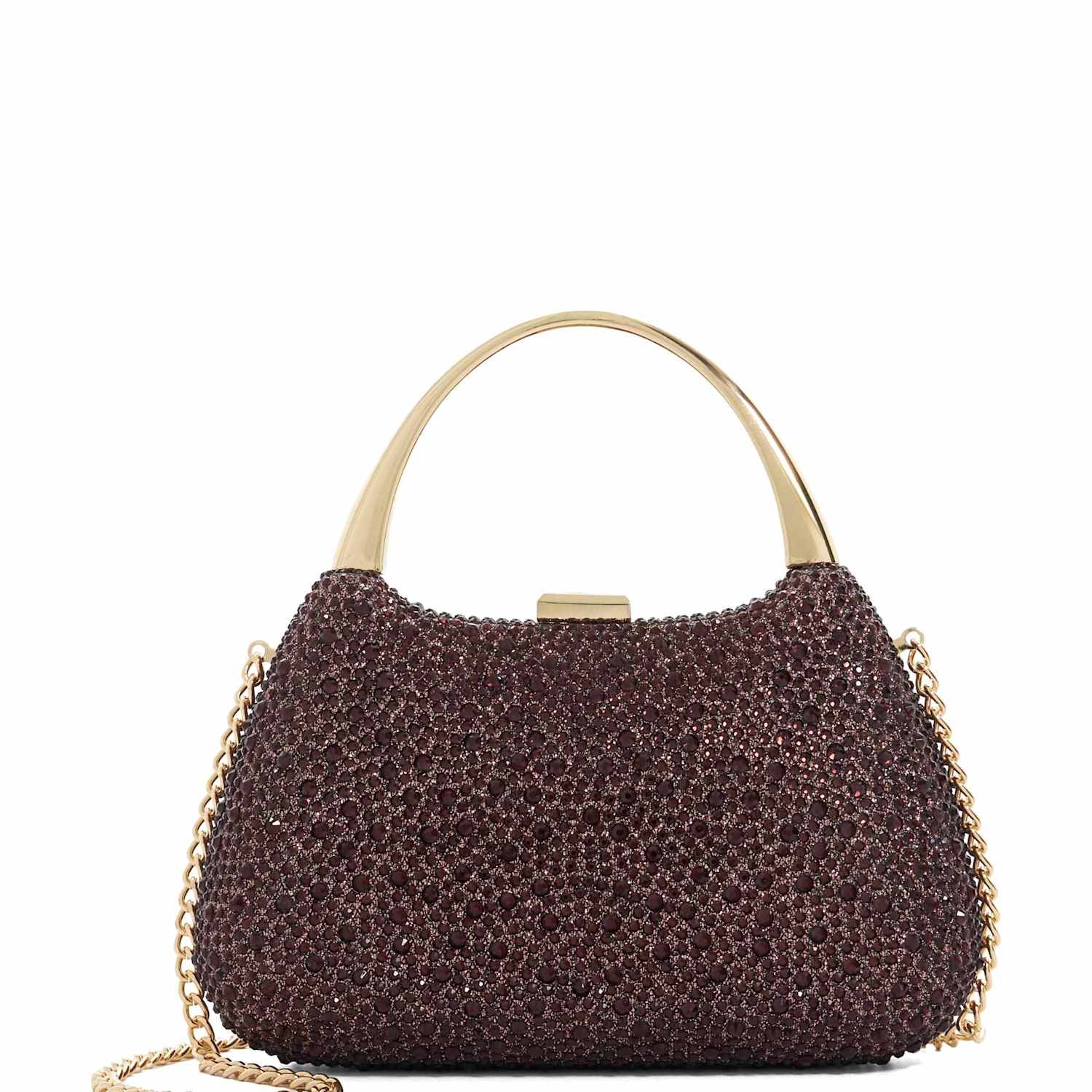 Dune London Women's Diamante Gold-Tone Handle Clutch Bag - Burgundy - Available at M&S