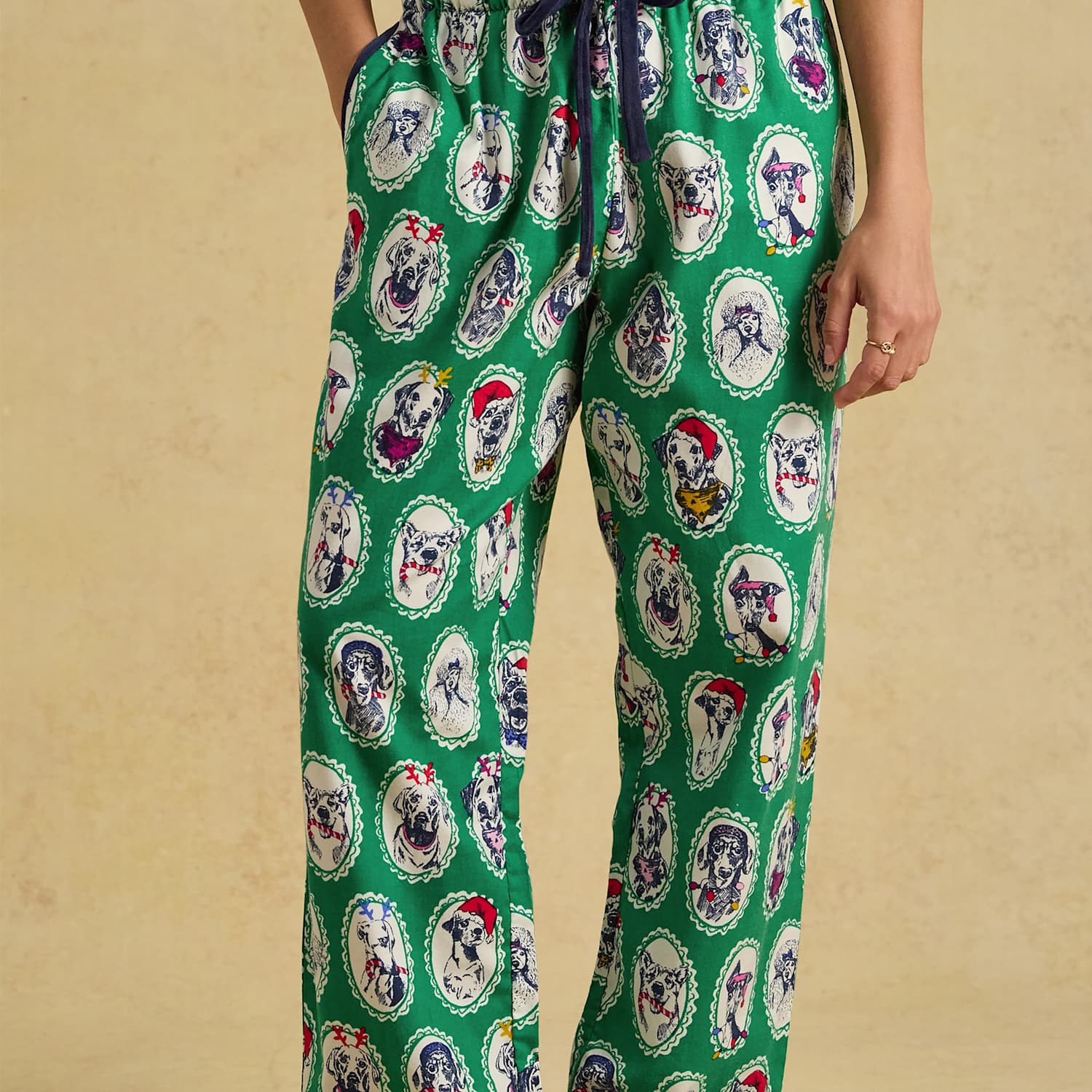 Joules Women's Pure Cotton Printed Pyjama Bottoms - Medium - Green Mix - Available at M&S