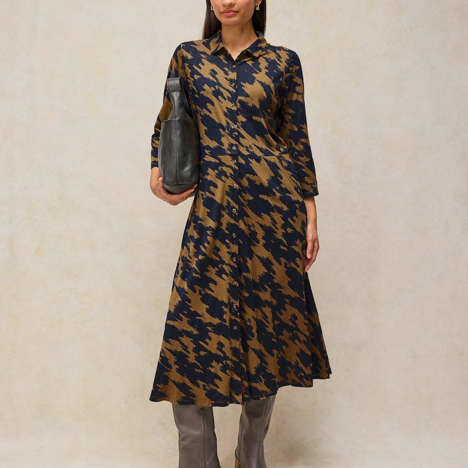White Stuff Women's Rua Cotton Blend Jersey Printed Midi Shirt Dress - 16 - Green Mix - Available at M&S