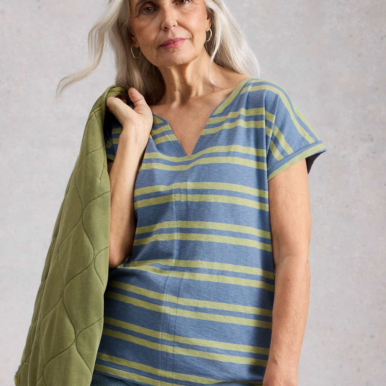 White Stuff Women's Pure Cotton Striped T-Shirt - 12 - Blue Mix - Available at M&S