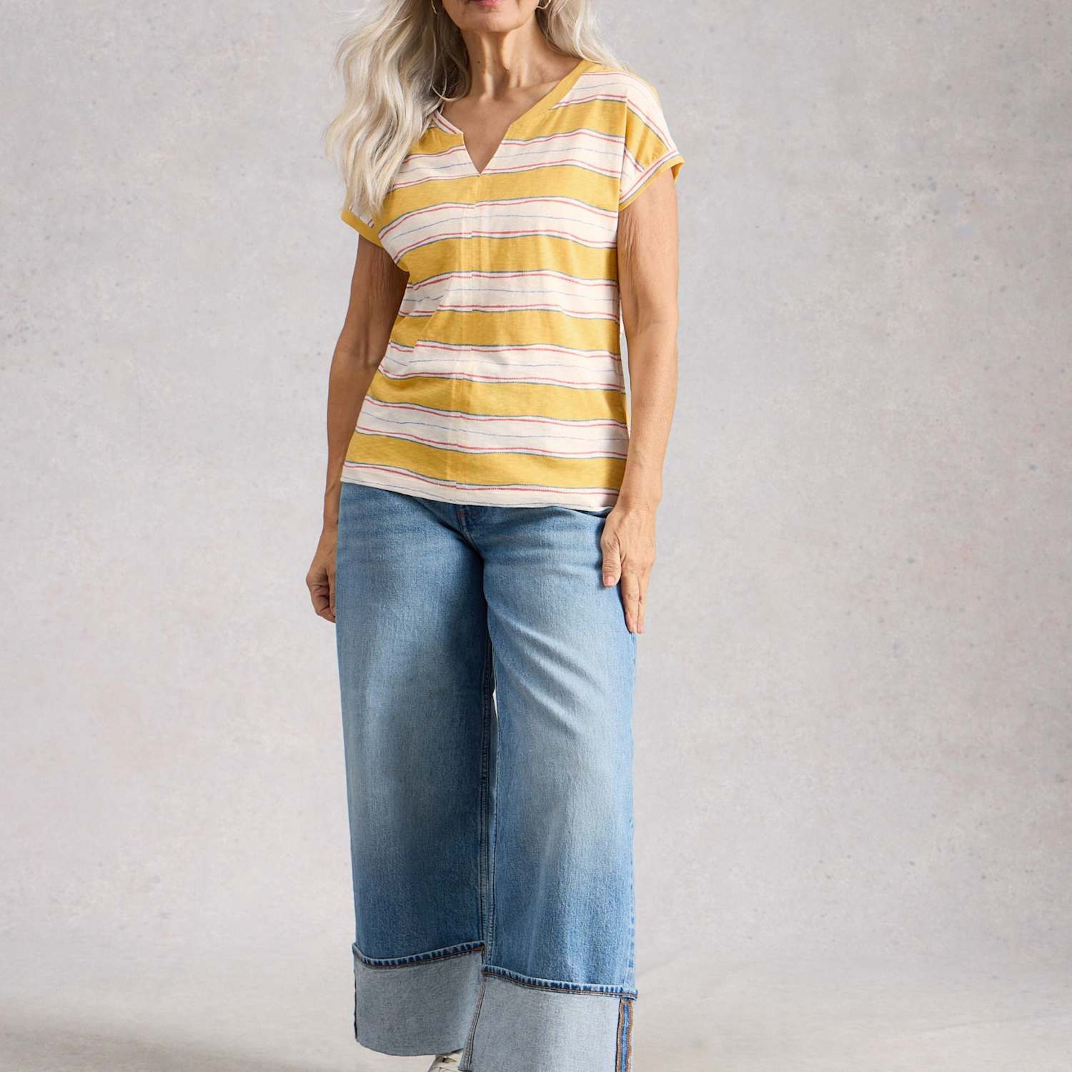 White Stuff Women's Pure Cotton Striped T-Shirt - 12 - Yellow Mix - Available at M&S