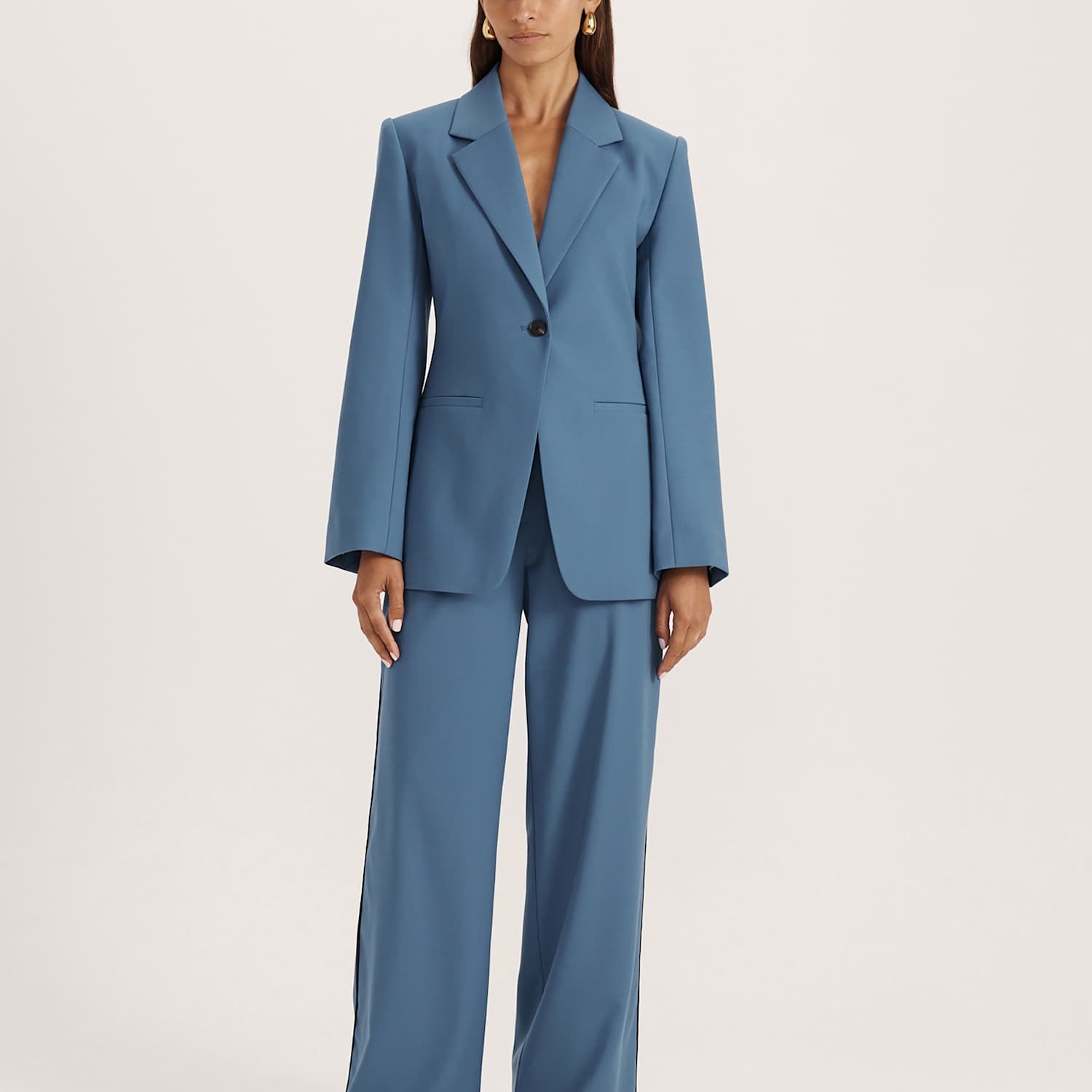 Saba Women's Wool Rich Contoured Single Breasted Blazer - 8 - Blue - Available at M&S