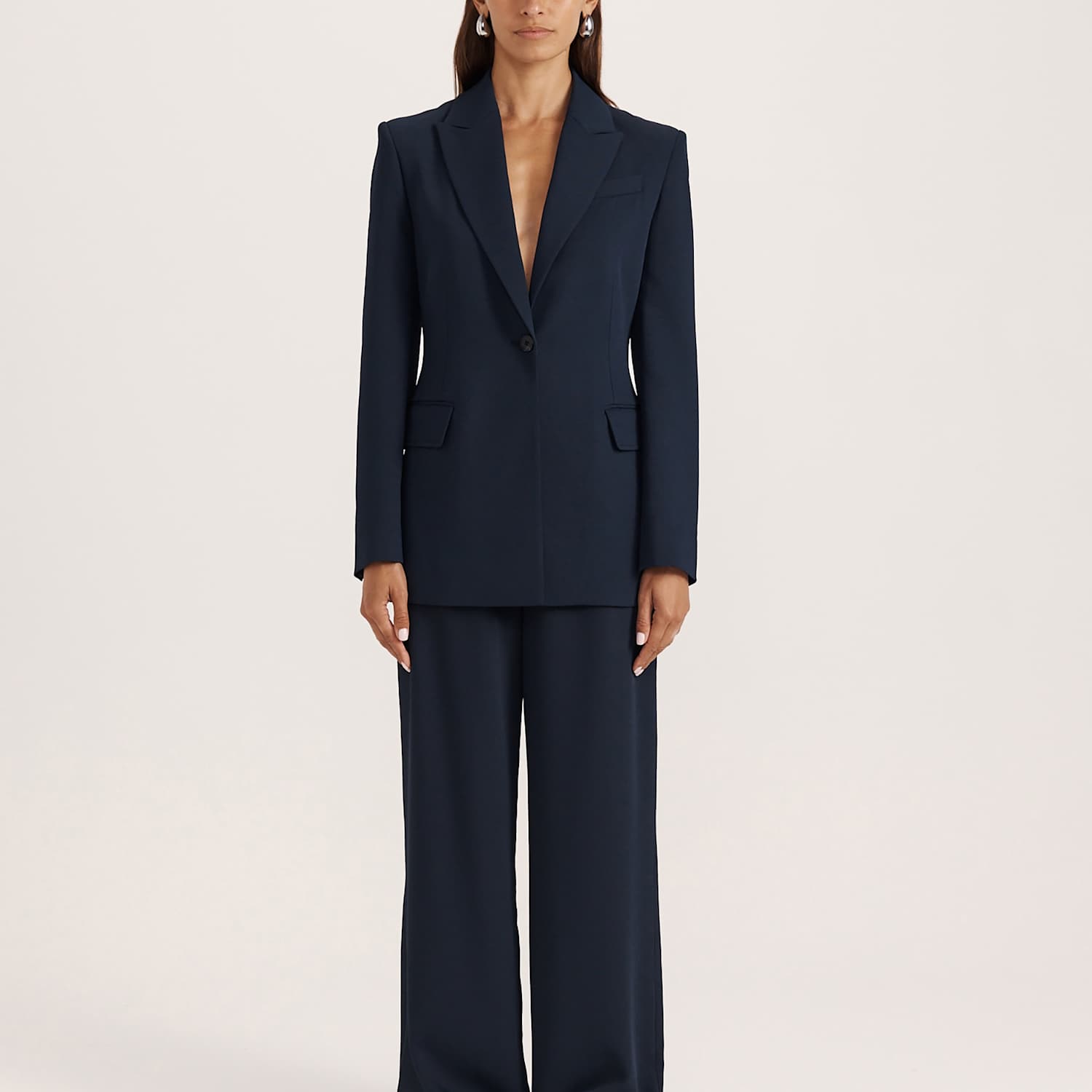 Saba Women's Stitch Detail Single Breasted Blazer - 12 - Navy - Available at M&S