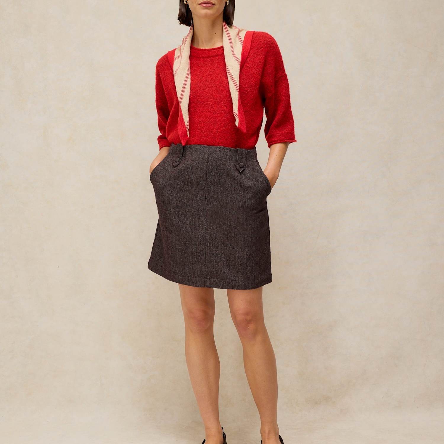 White Stuff Women's Wool Blend Tweed Mini Column Skirt - 14 - Plum - Available at M&S