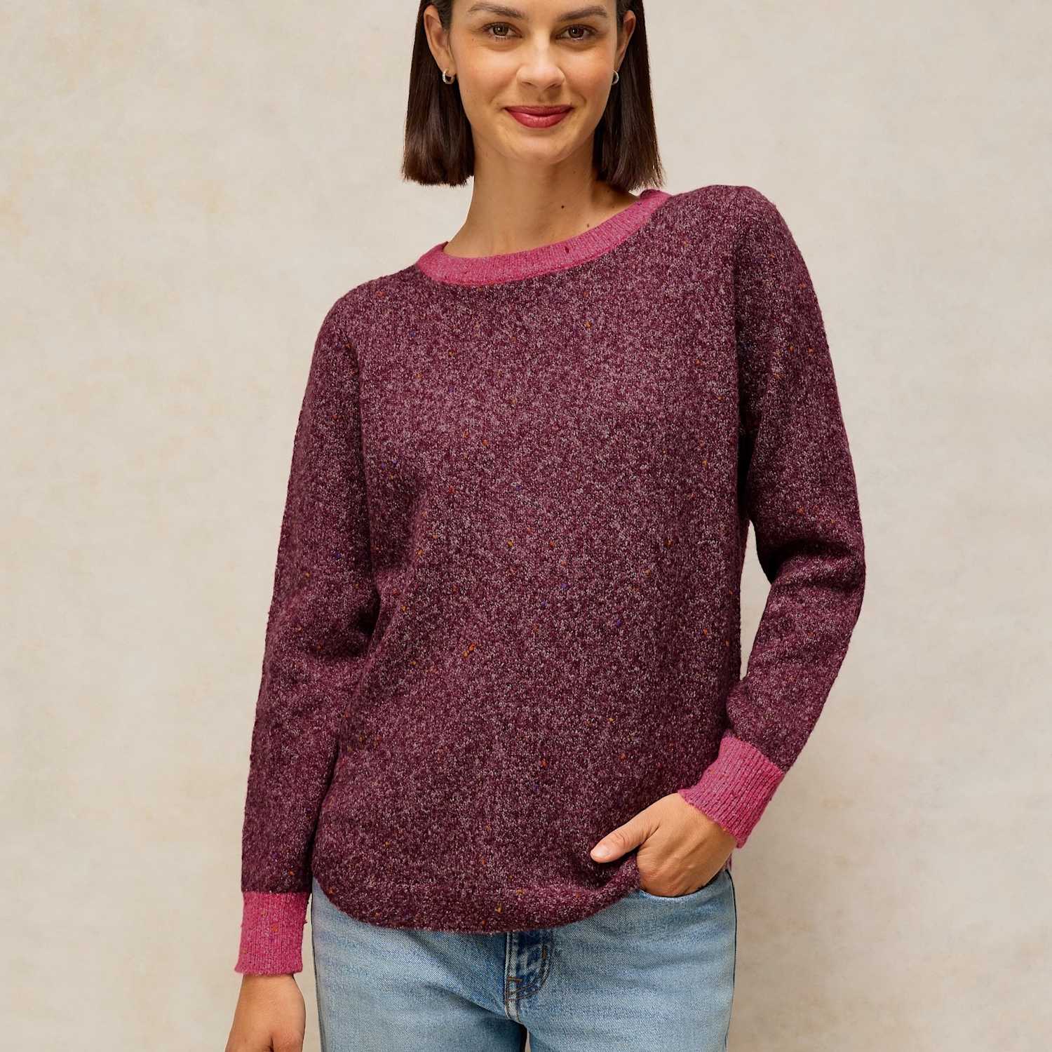 White Stuff Women's Nep Yarn Crew Neck Jumper - 14 - Plum - Available at M&S