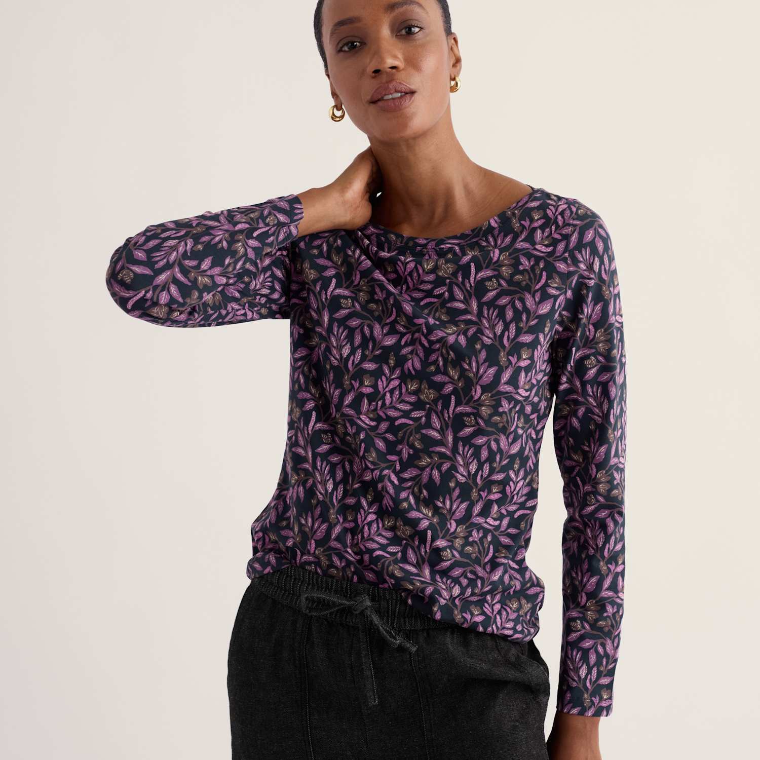 Seasalt Cornwall Women's Pure Cotton Printed Fitted Top - 12 - Navy Mix - Available at M&S