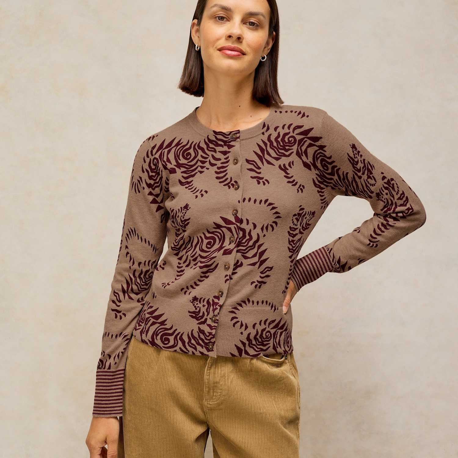 White Stuff Women's Pure Cotton Patterned Cardigan - 12 - Natural Mix - Available at M&S