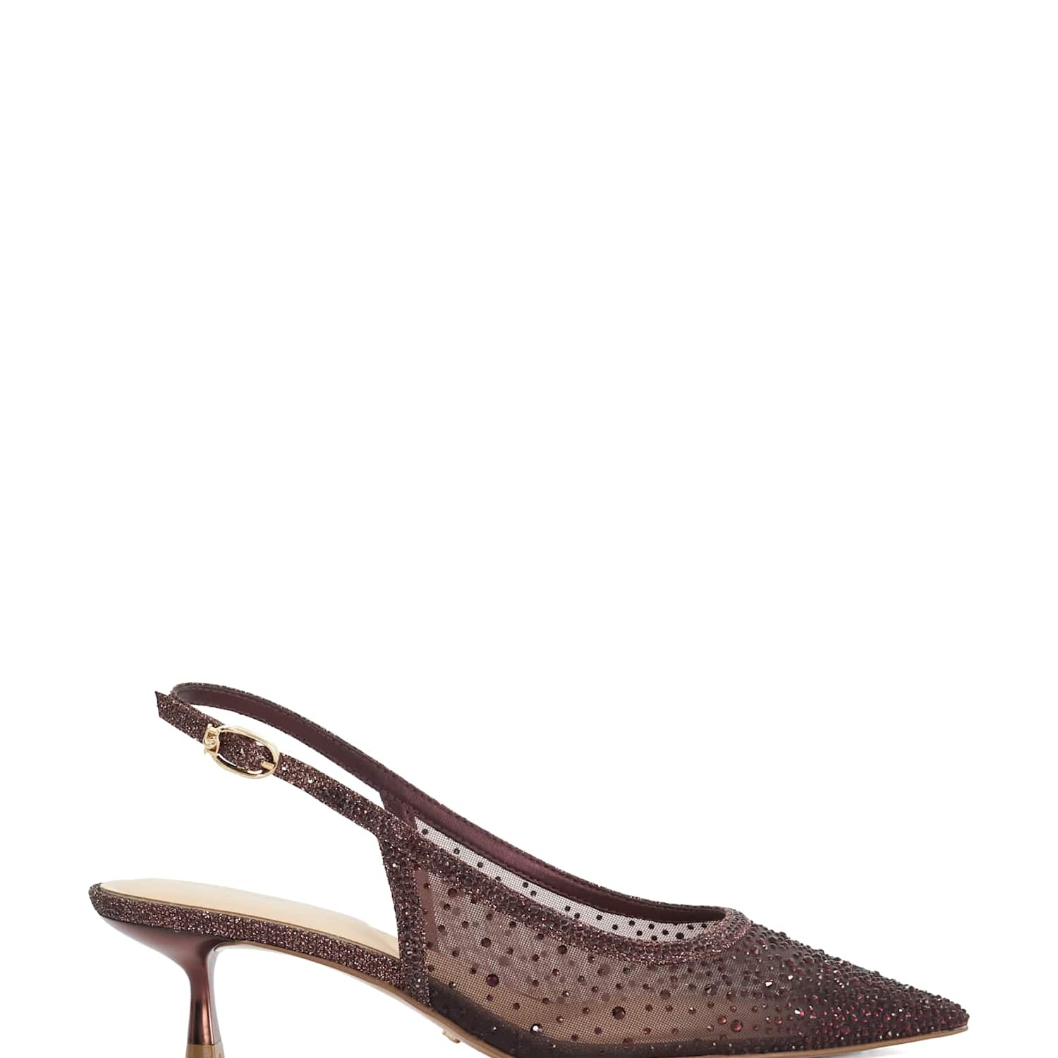 Dune London Women's Sparkle Kitten Heel Slingback Shoes - 8 - Burgundy - Available at M&S