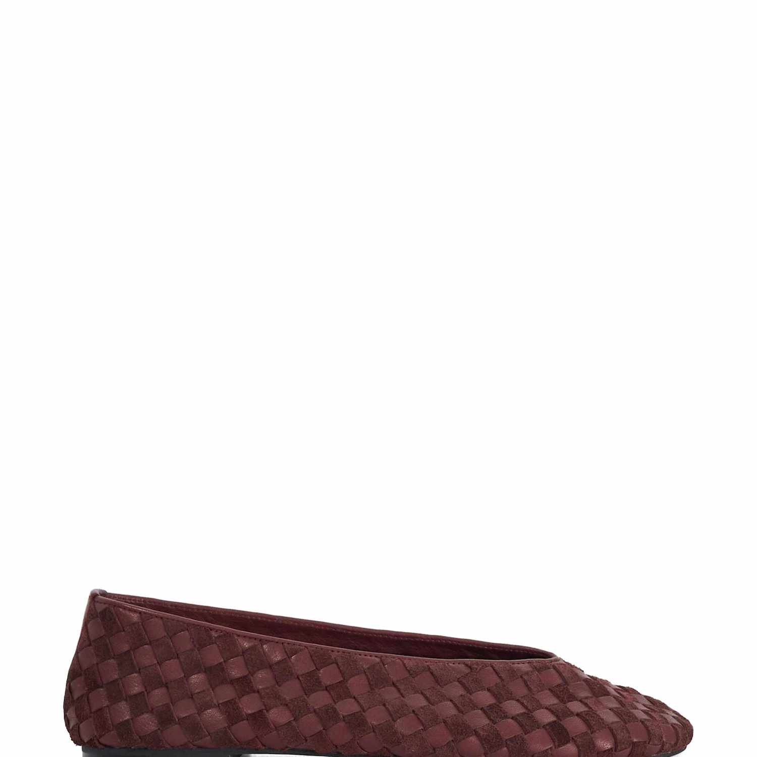 Dune London Women's Leather Woven Ballet Pumps - 6 - Burgundy - Available at M&S