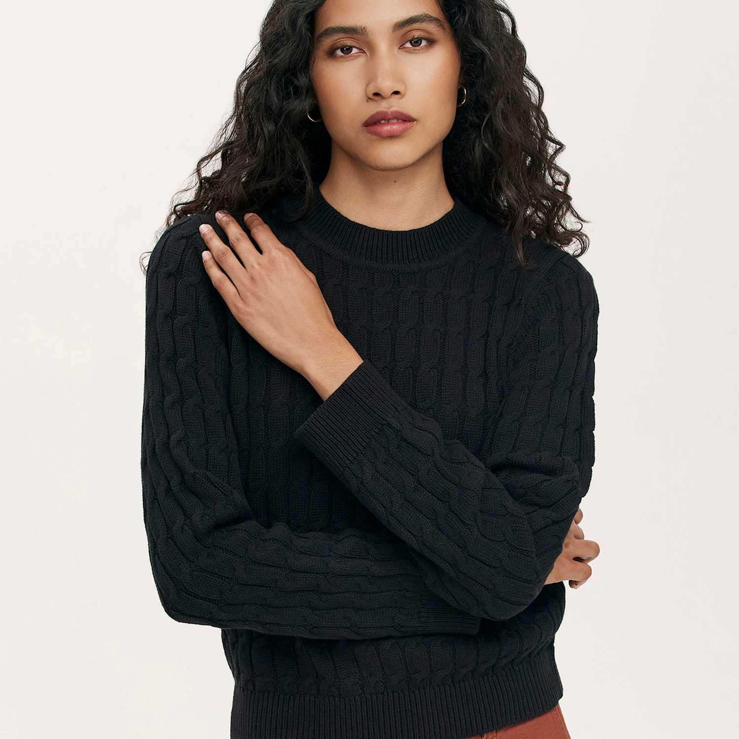 Finery London Women's Pure Cotton Cable Knit Jumper - 18 - Black - Available at M&S
