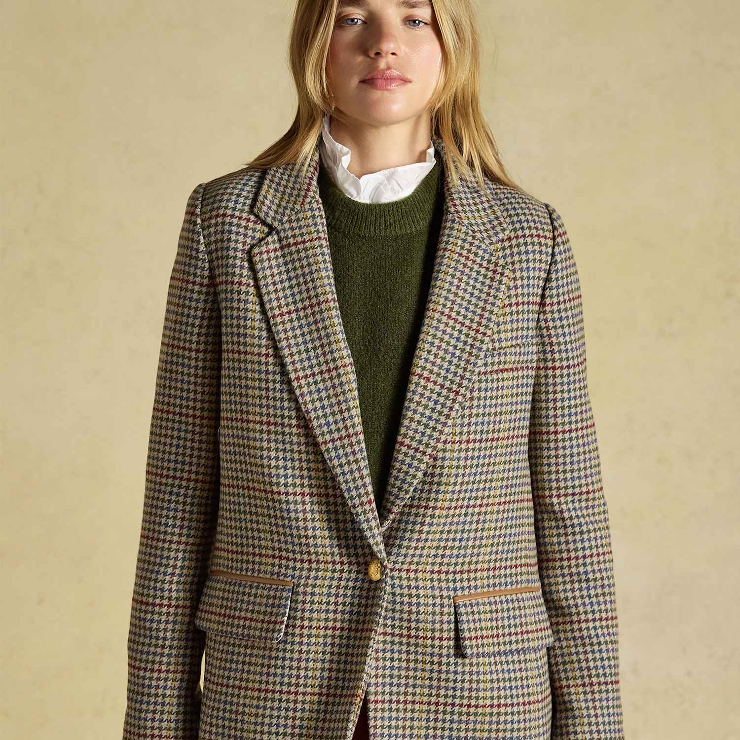Joules Women's Tweed Relaxed Fit Blazer with Wool - 8 - Brown Mix - Available at M&S