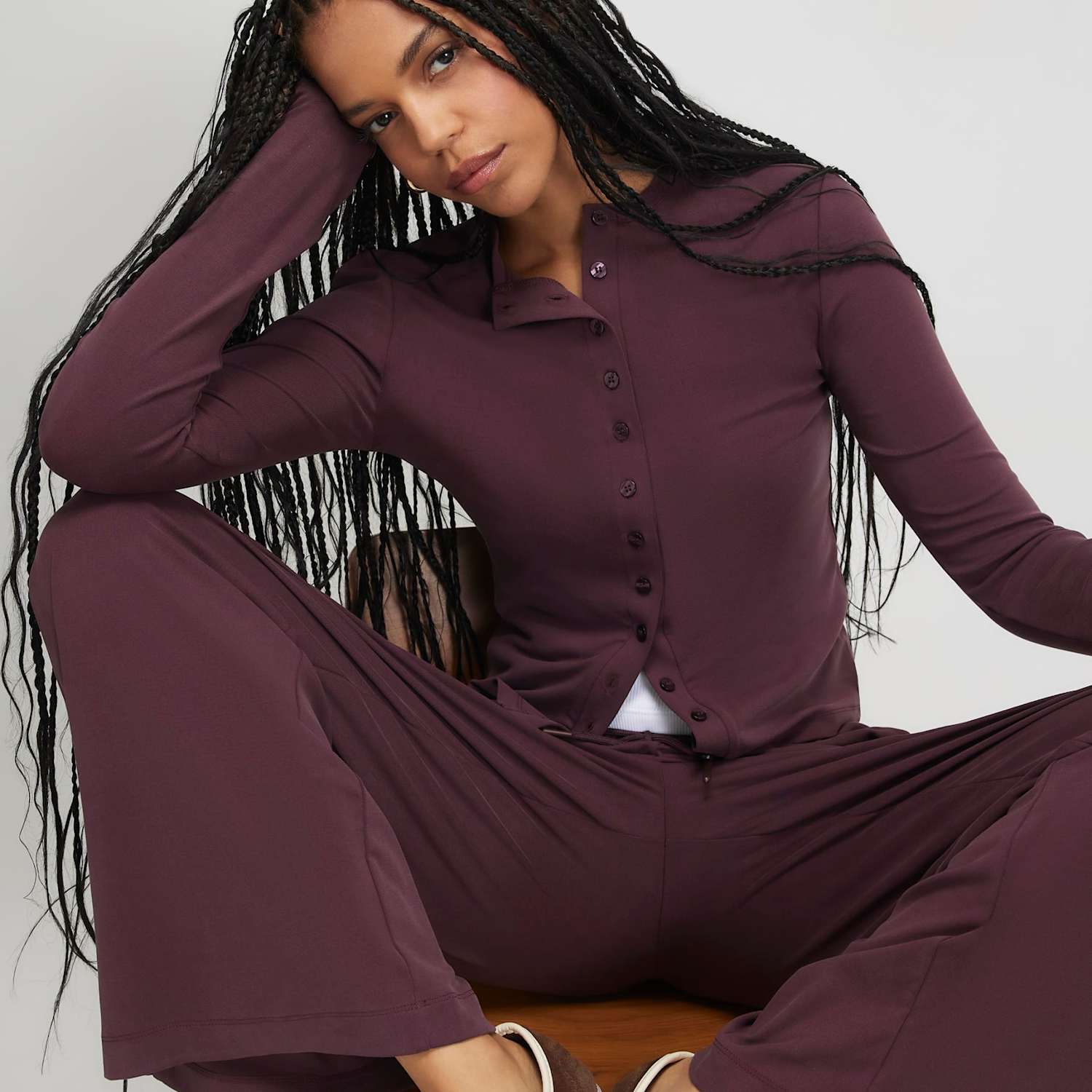 River Island Women's Soft Touch Cardigan - Small - Burgundy - Available at M&S