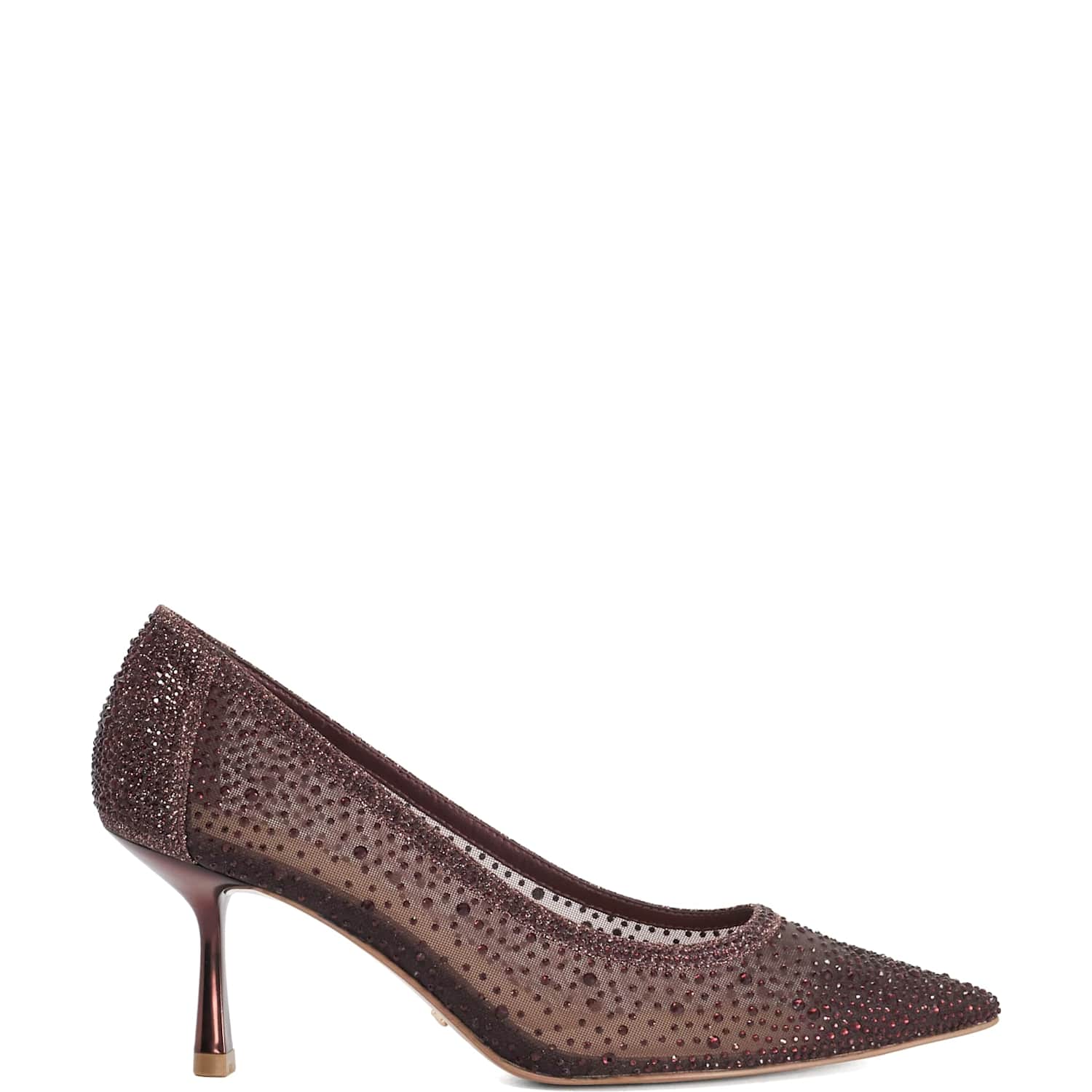 Dune London Women's Sparkle Mesh Detail Court Shoes - 8 - Burgundy - Available at M&S