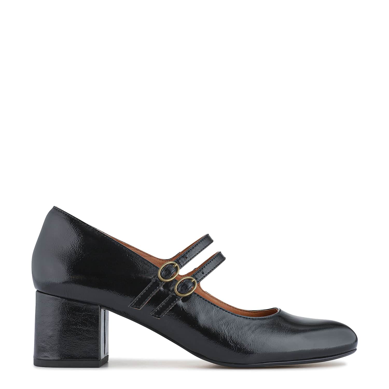 Jones Bootmaker Women's Wide Fit Patent Leather Double Strap Mary Janes - 6 - Black - Available at M&S