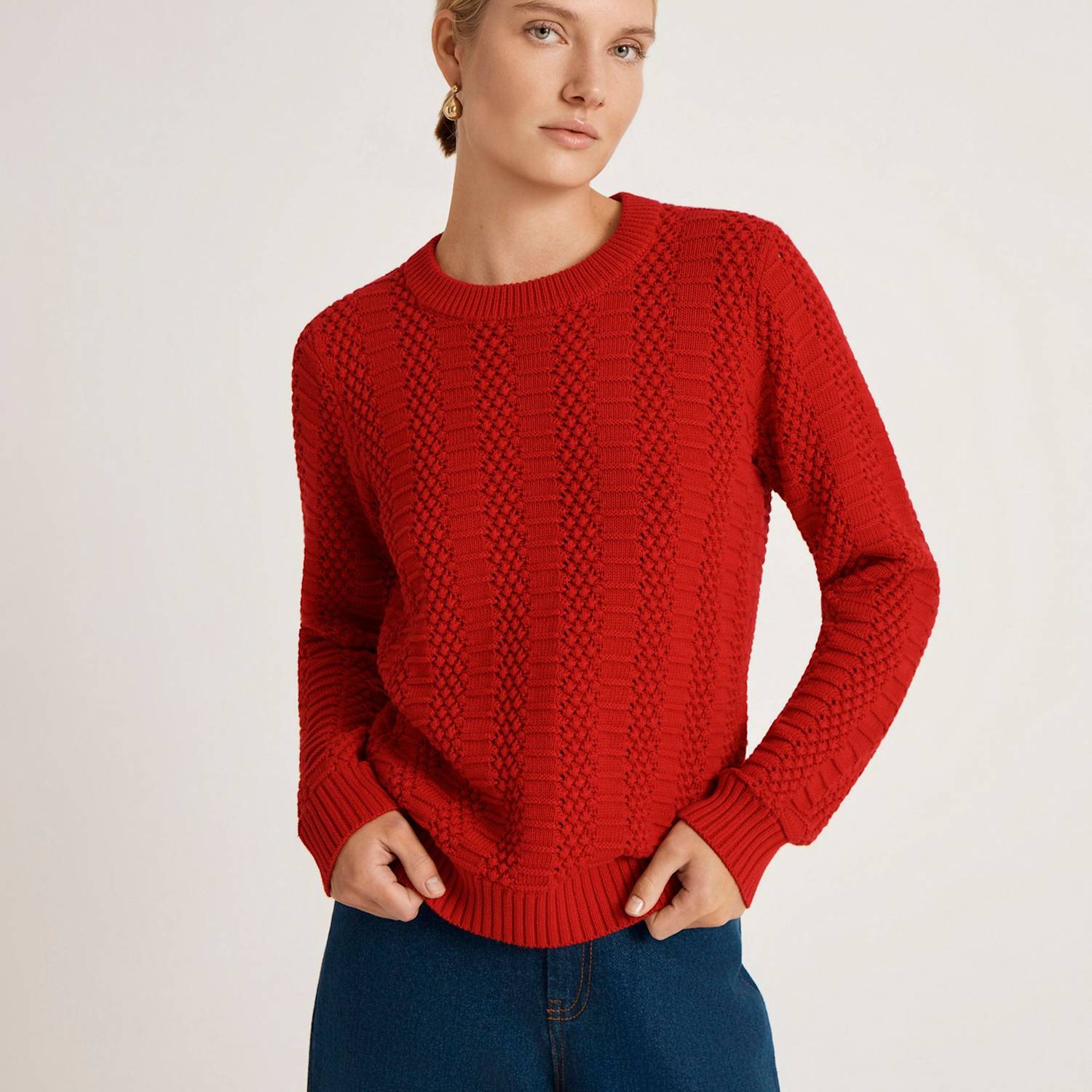 Finery London Women's Pure Cotton Textured Crew Neck Jumper - 18 - Available at M&S