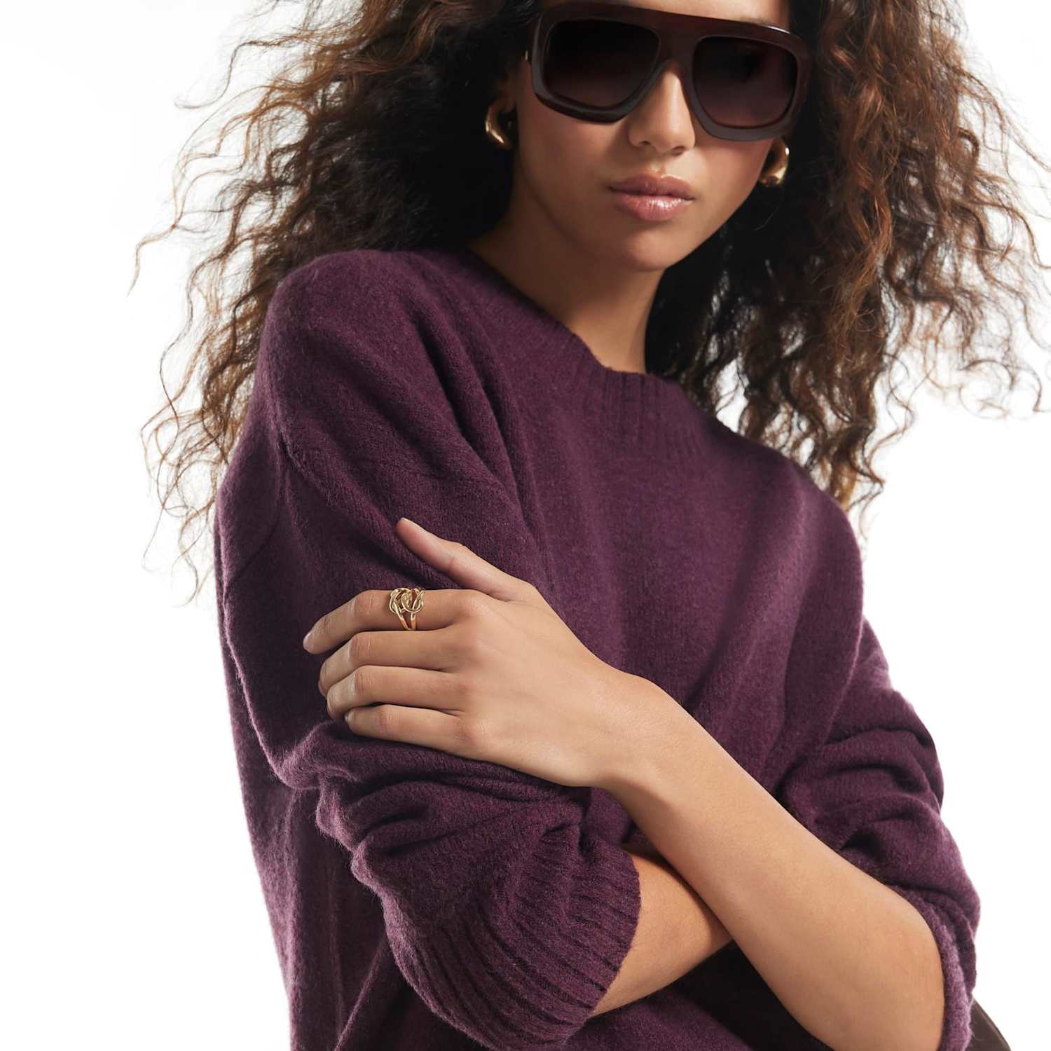 River Island Women's Textured Relaxed Sweatshirt - Small - Burgundy - Available at M&S