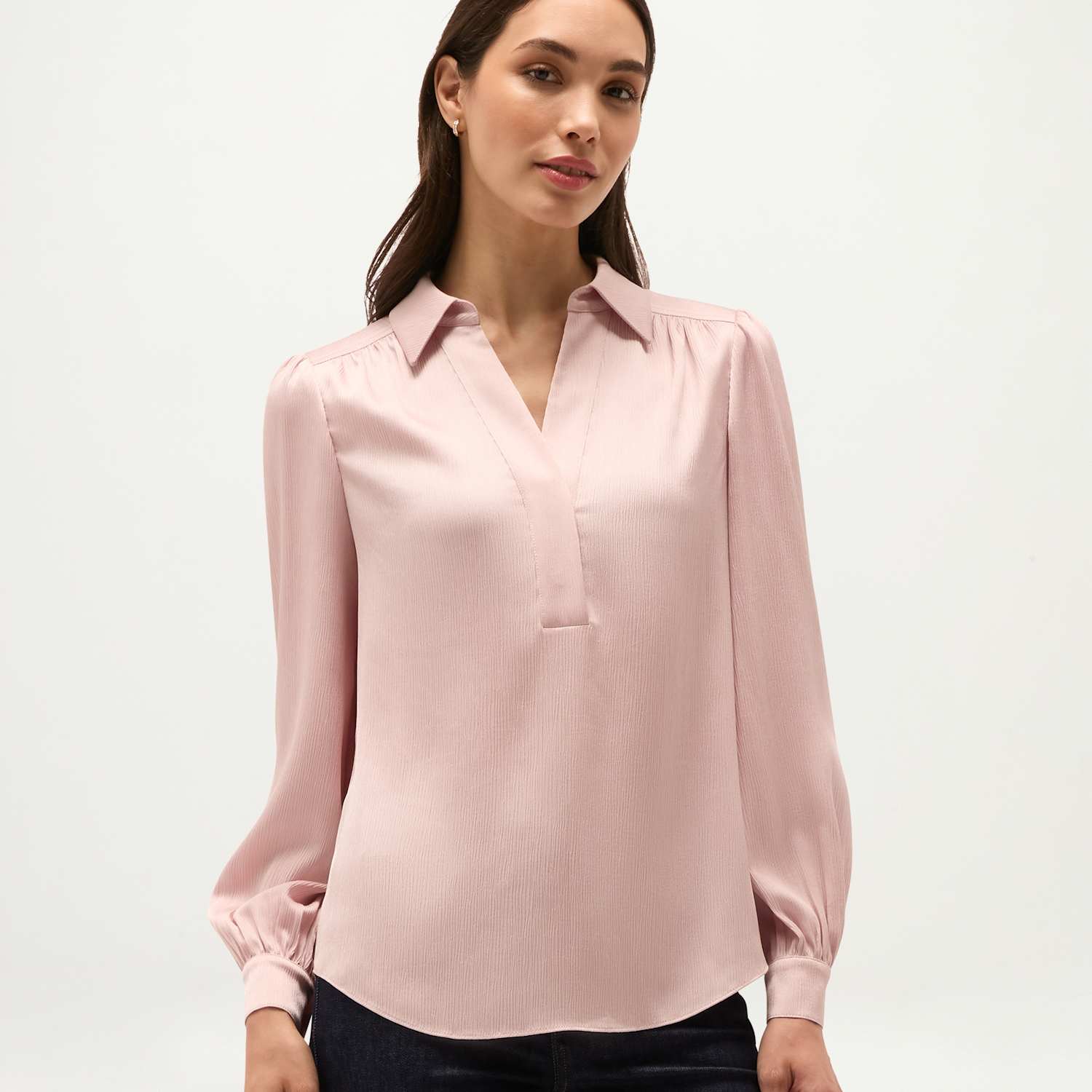 Hobbs Women's Collared Blouson Sleeve Blouse - 12 - Pink - Available at M&S