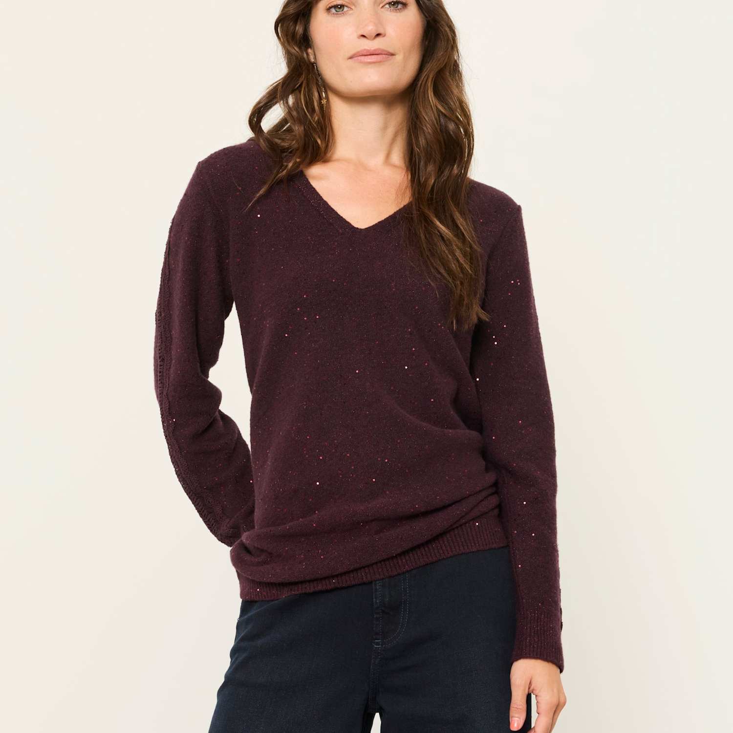 Fatface Women's Sparkly Longline Tunic - 22 - Burgundy - Available at M&S