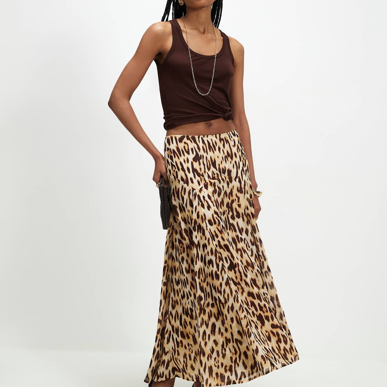 River Island Women's Animal Print Midi A-Line Skirt - 6 - Brown Mix - Available at M&S