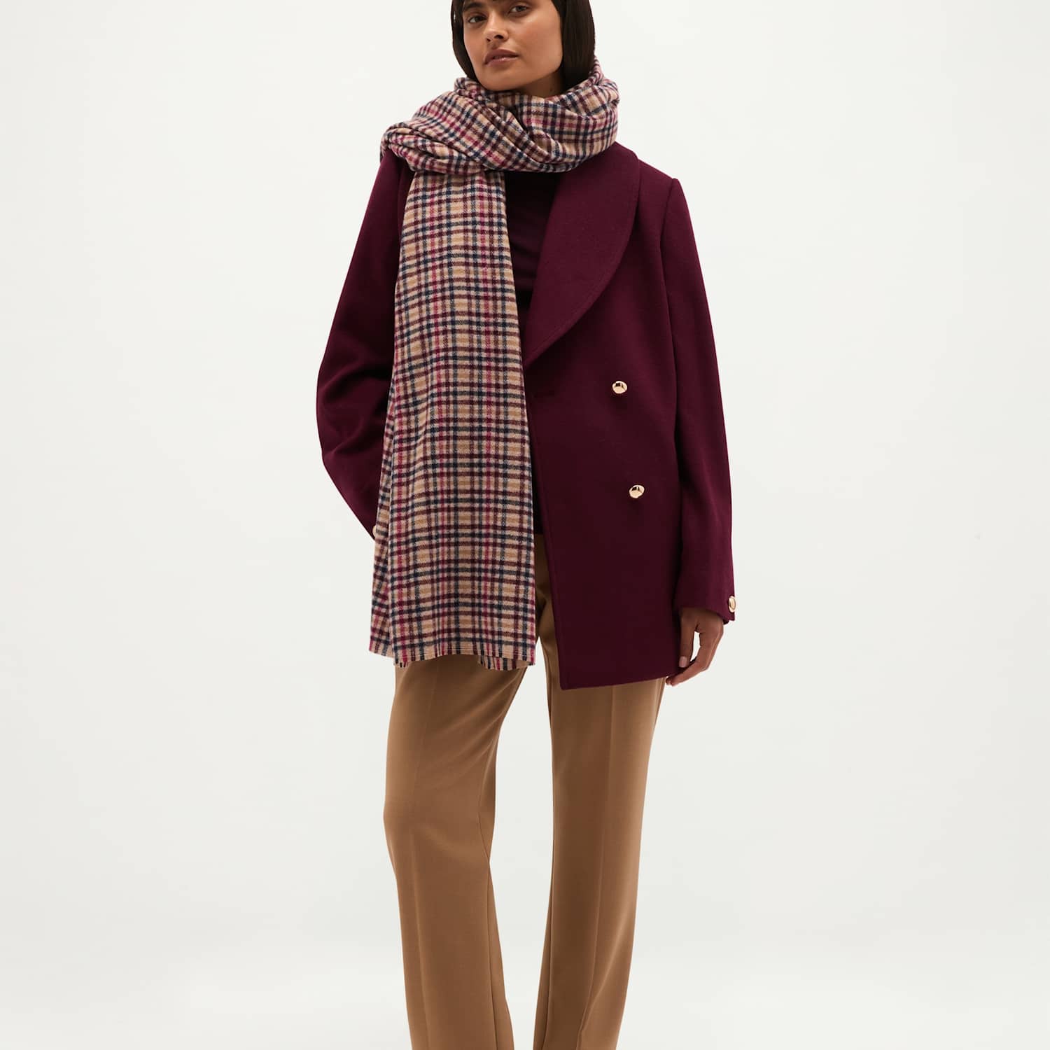 Hobbs Women's Checked Raw Hems Scarf - Purple Mix - Available at M&S