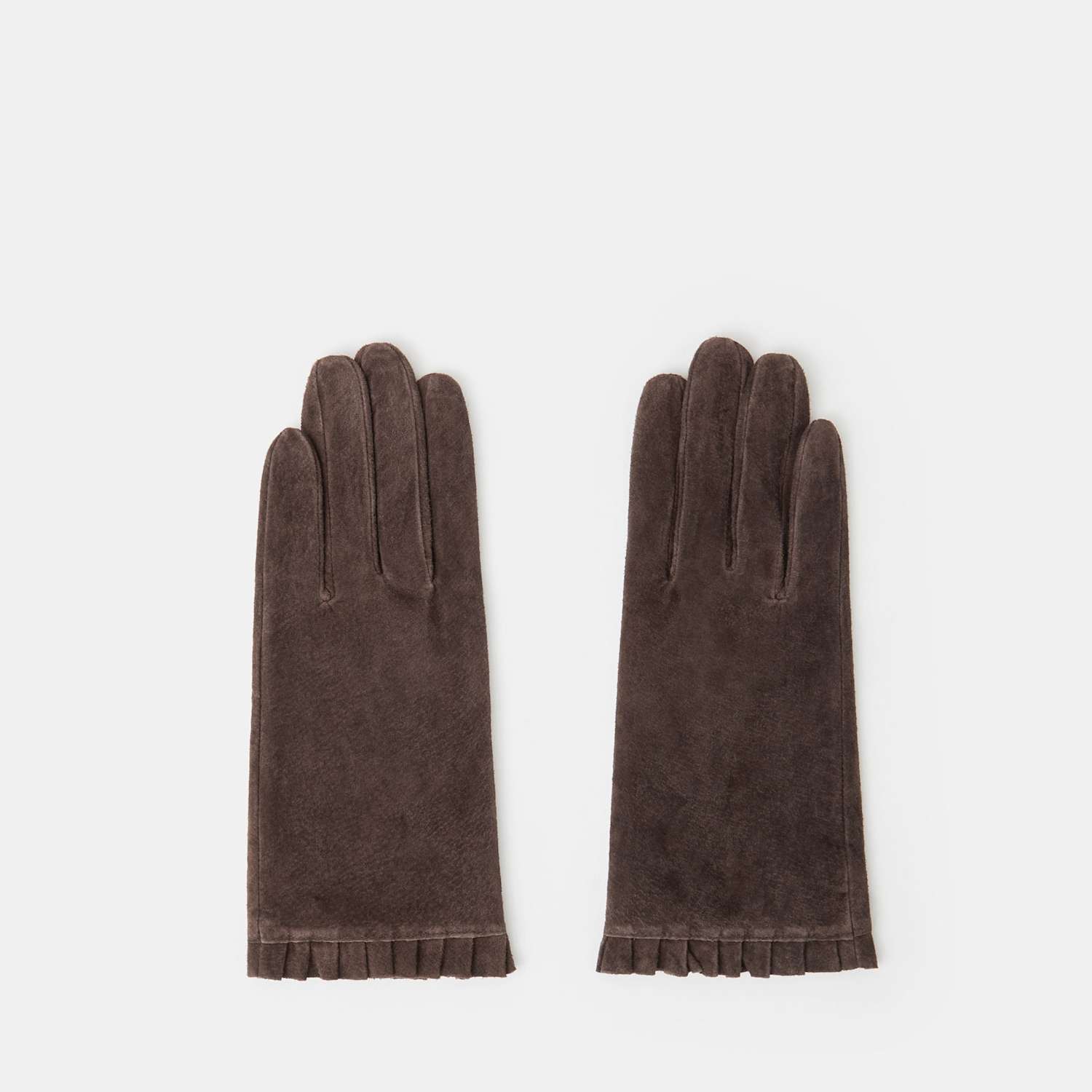 Accessorize Women's Suede Frill Cuff Gloves - XX Small - Chocolate - Available at M&S