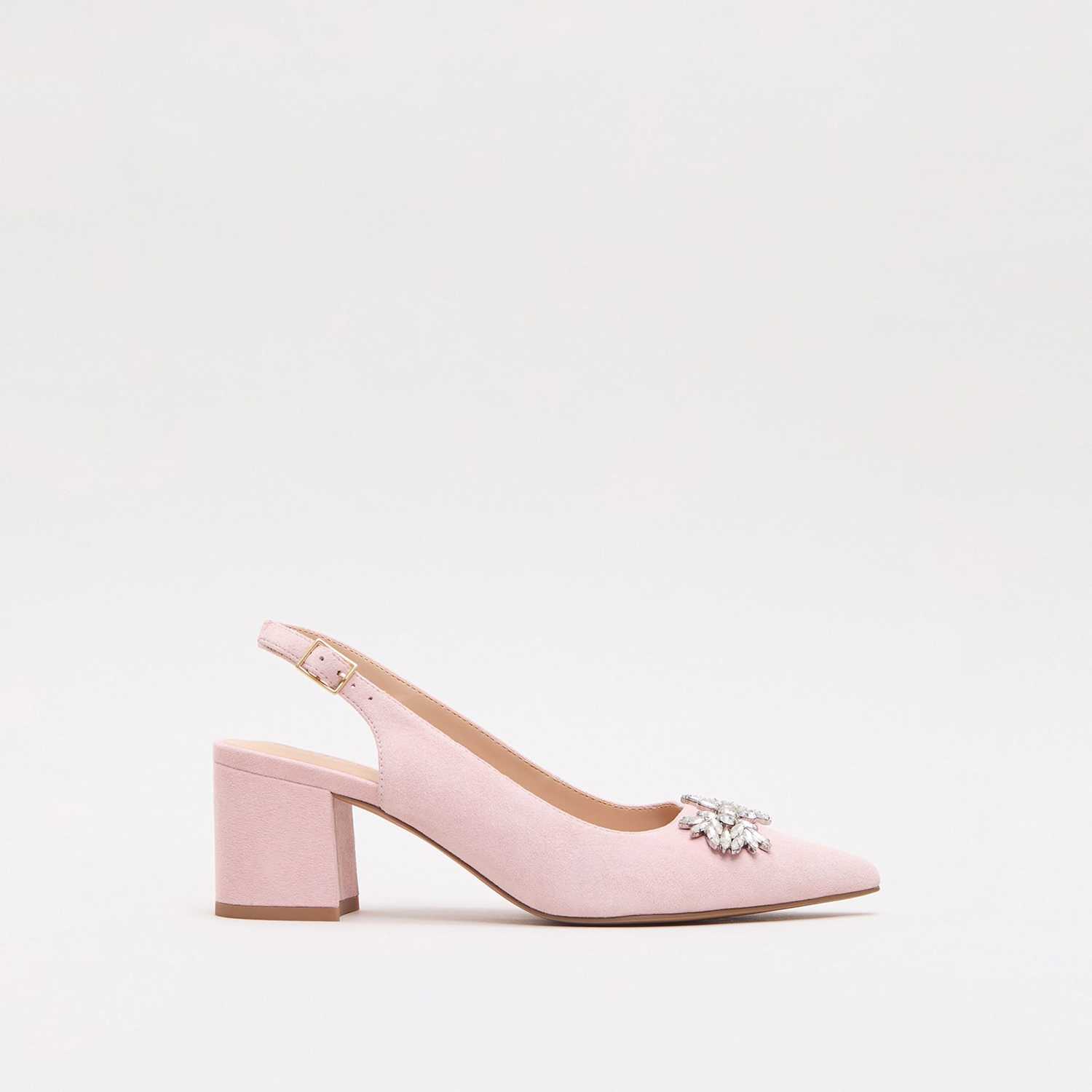Phase Eight Women's Suede Sparkle Block Heel Slingback Shoes - 39 - Light Pink - Available at M&S