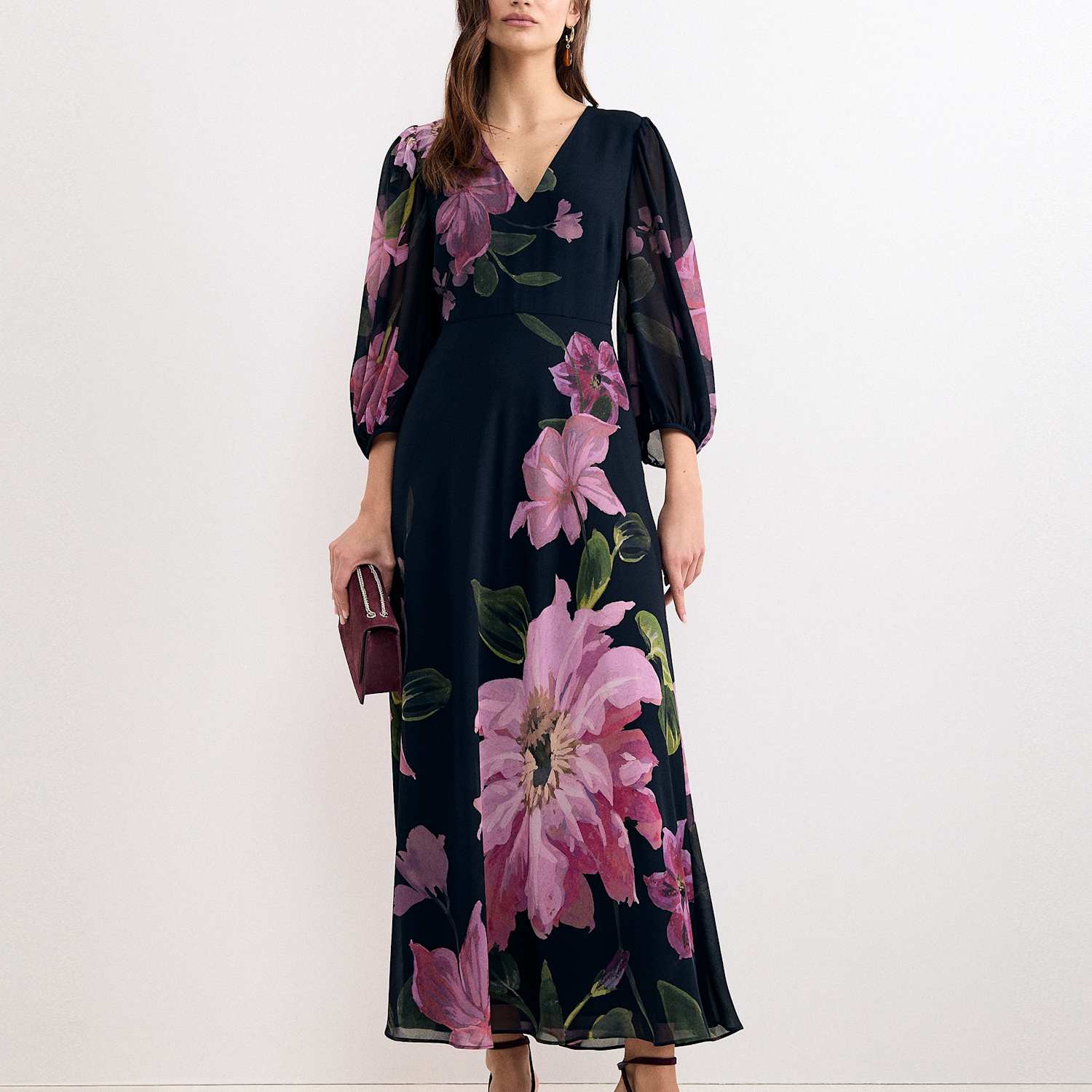 Phase Eight Women's Floral V-Neck Maxi Dress - 10 - Navy Mix - Available at M&S