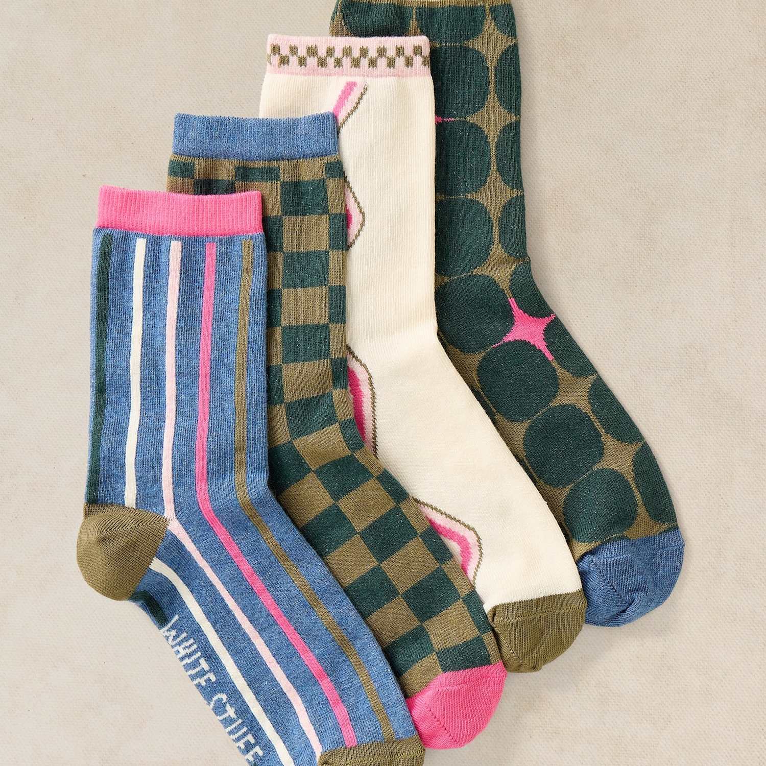 White Stuff Women's 4 Pack Cotton Rich Geometric Ankle High Socks - 3-5 - Teal Mix - Available at M&S