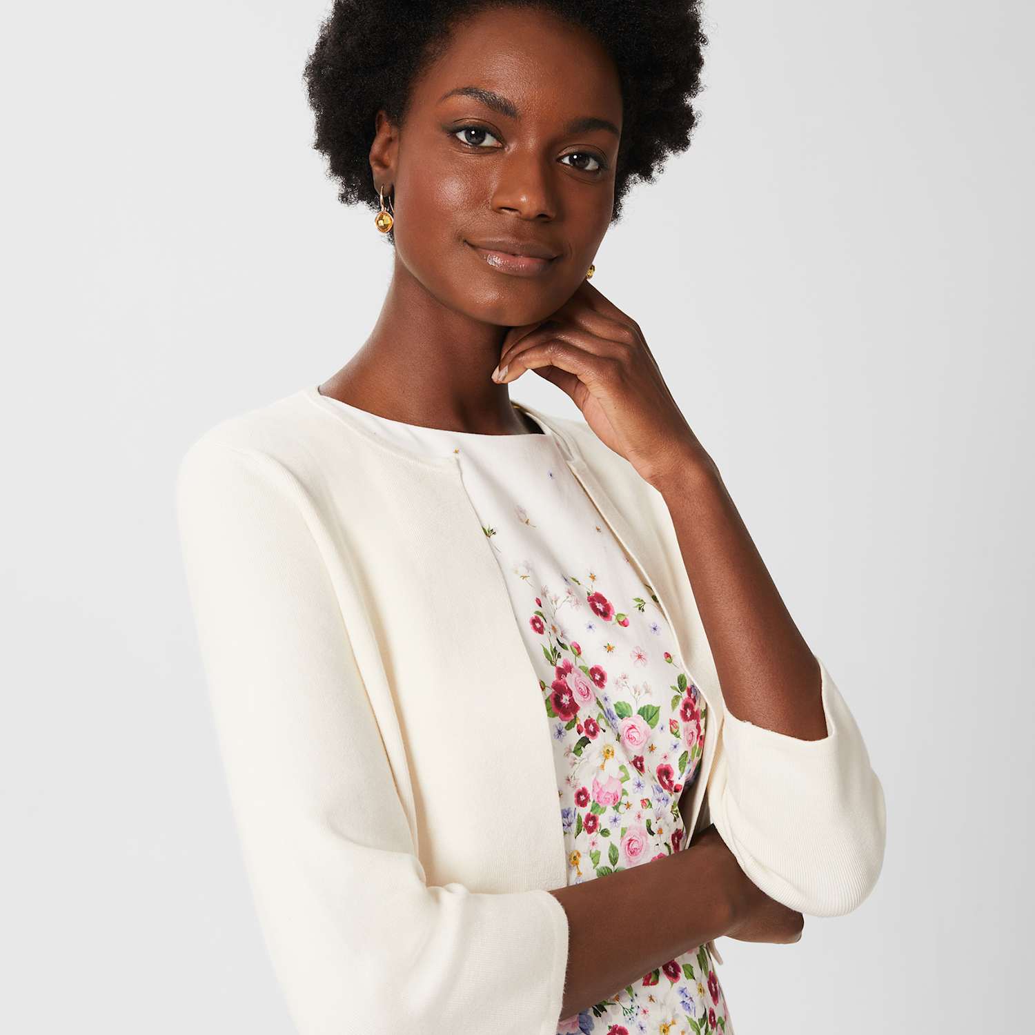 Hobbs Women's Edge to Edge Cropped Cardigan - Medium - Ivory - Available at M&S
