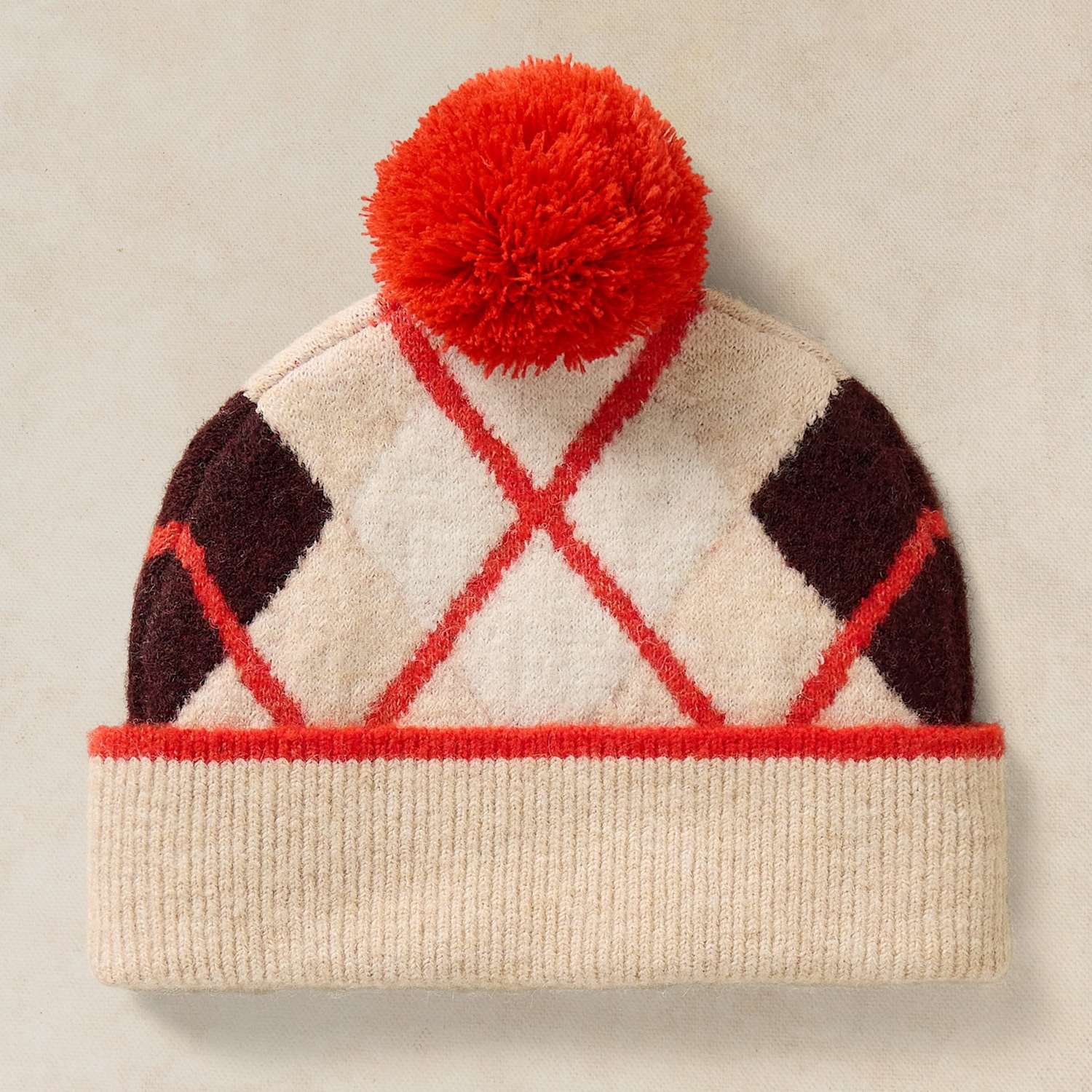 White Stuff Women's Argyle Beanie with Wool - Natural Mix - Available at M&S