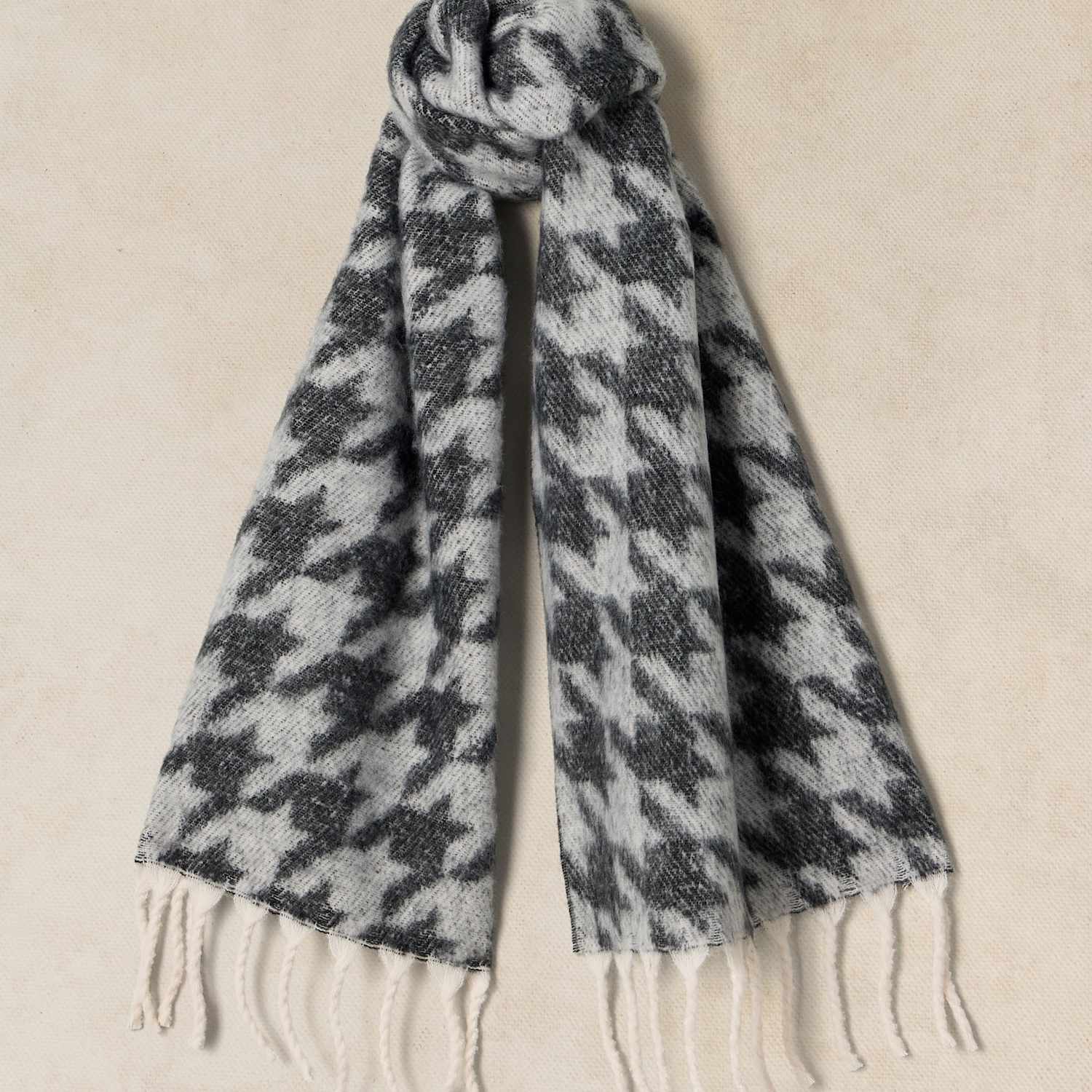 White Stuff Women's Brushed Dogtooth Scarf - Black Mix - Available at M&S