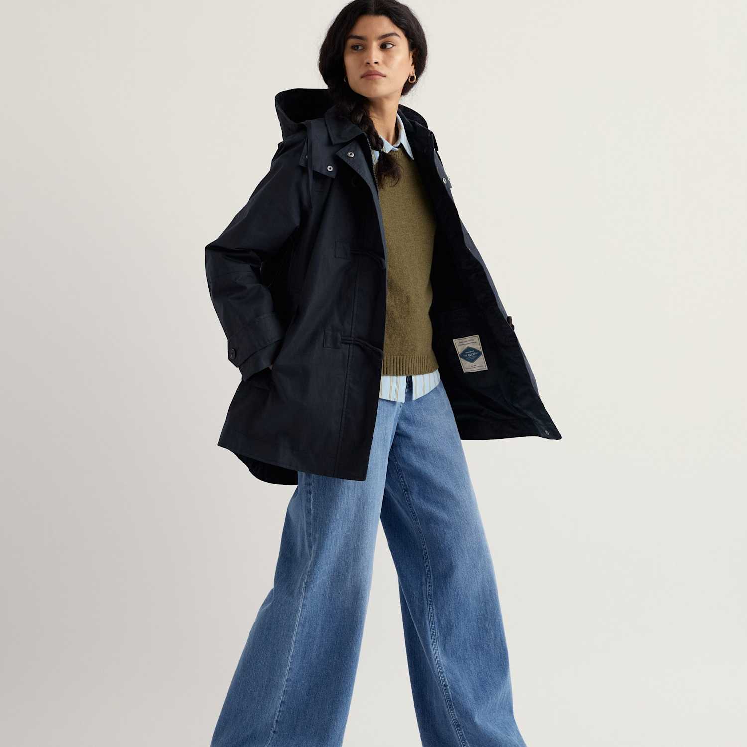 Seasalt Cornwall Women's Linen Rich Hooded Duffle Coat - 14 - Navy - Available at M&S