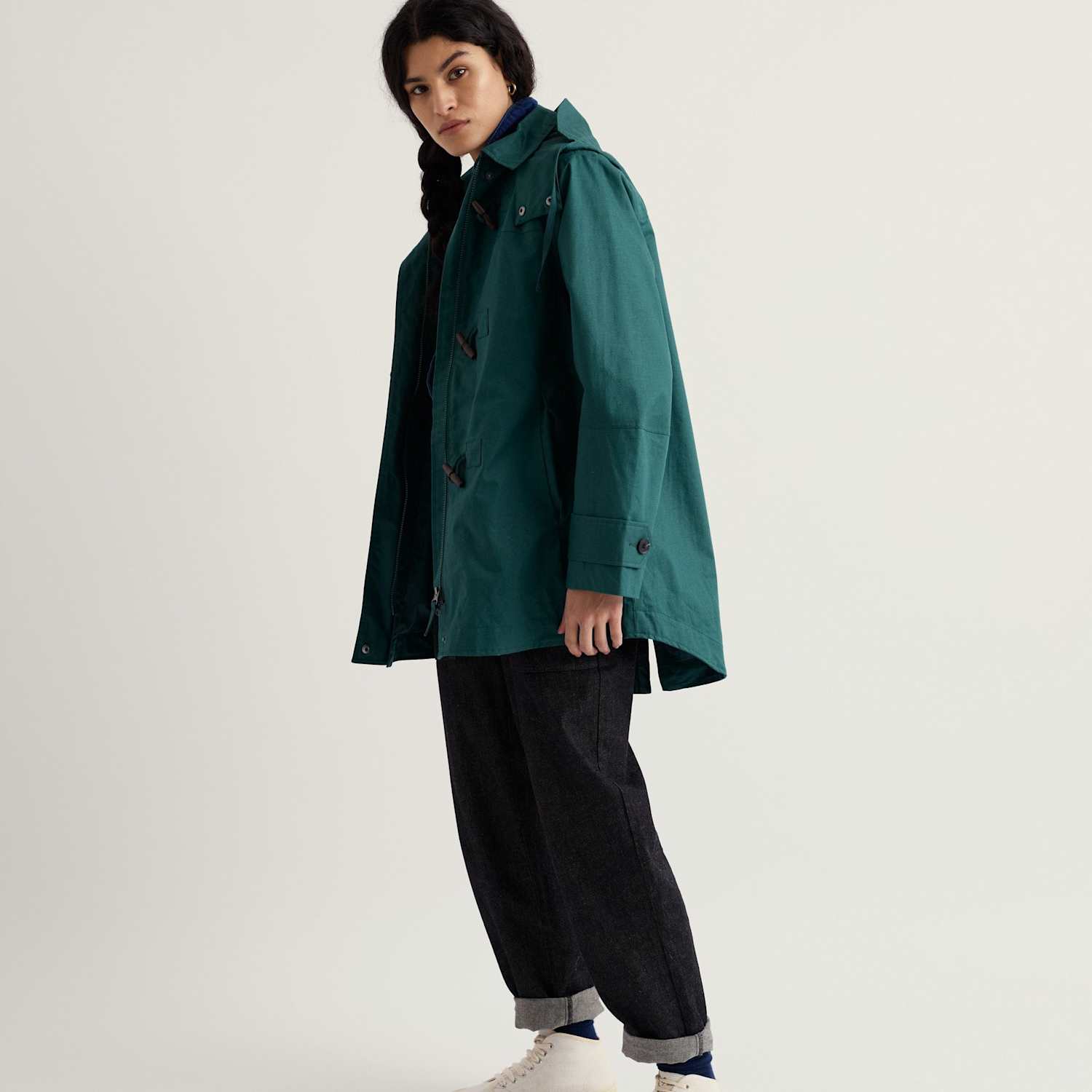Seasalt Cornwall Women's Linen Rich Hooded Duffle Coat - 10 - Teal - Available at M&S