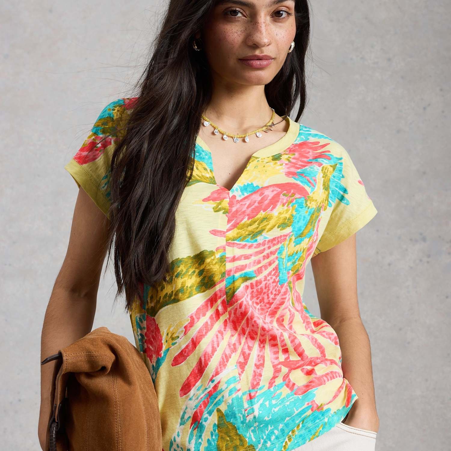 White Stuff Women's Pure Cotton Floral T-Shirt - 10 - Green Mix - Available at M&S