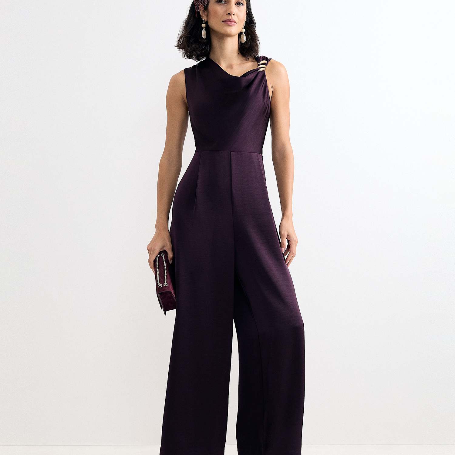 Phase Eight Women's Embellished Wide Leg Jumpsuit - 16 - Burgundy - Available at M&S