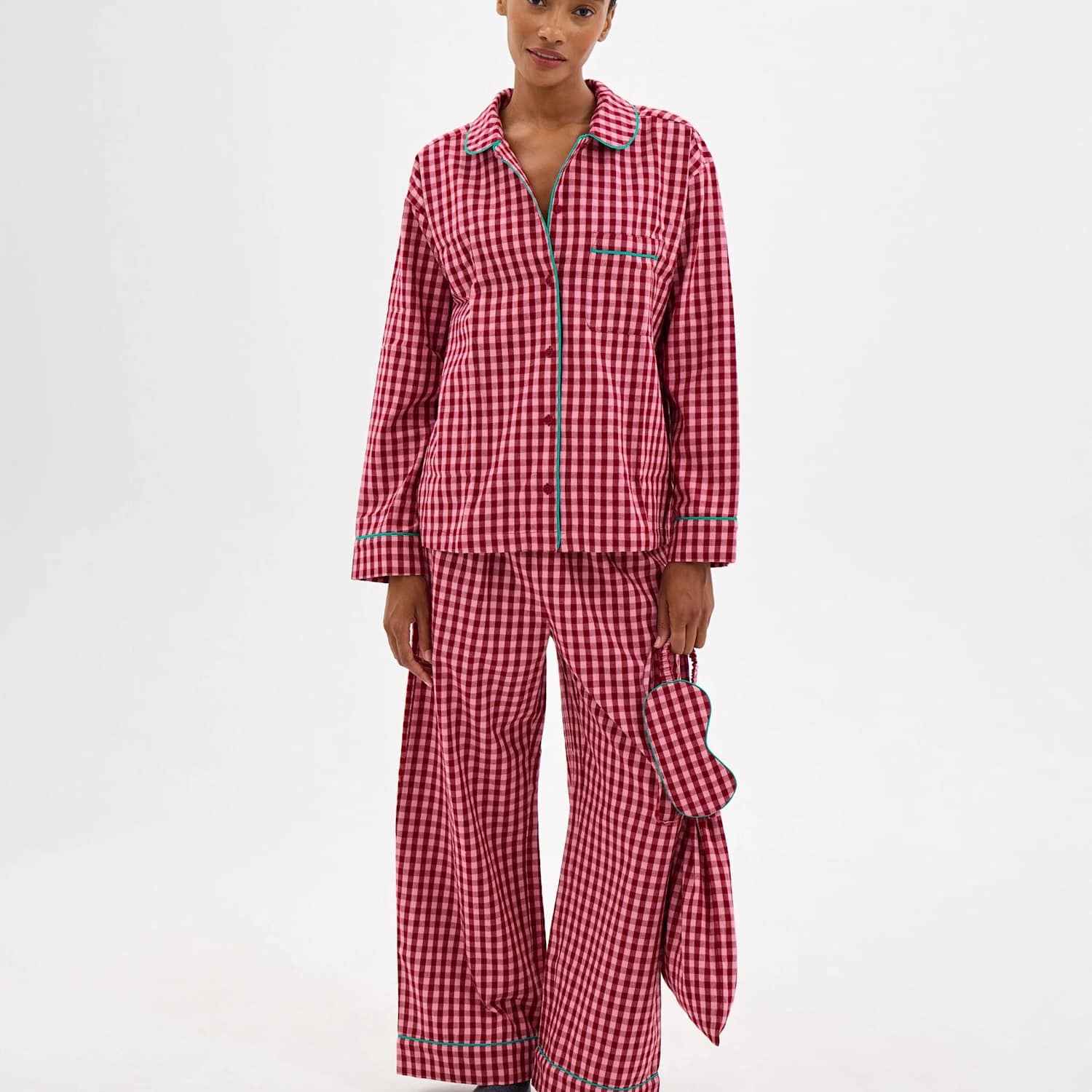 Hush Women's Brushed Cotton Gingham Pyjama Set - Medium-Large - Red Mix - Available at M&S