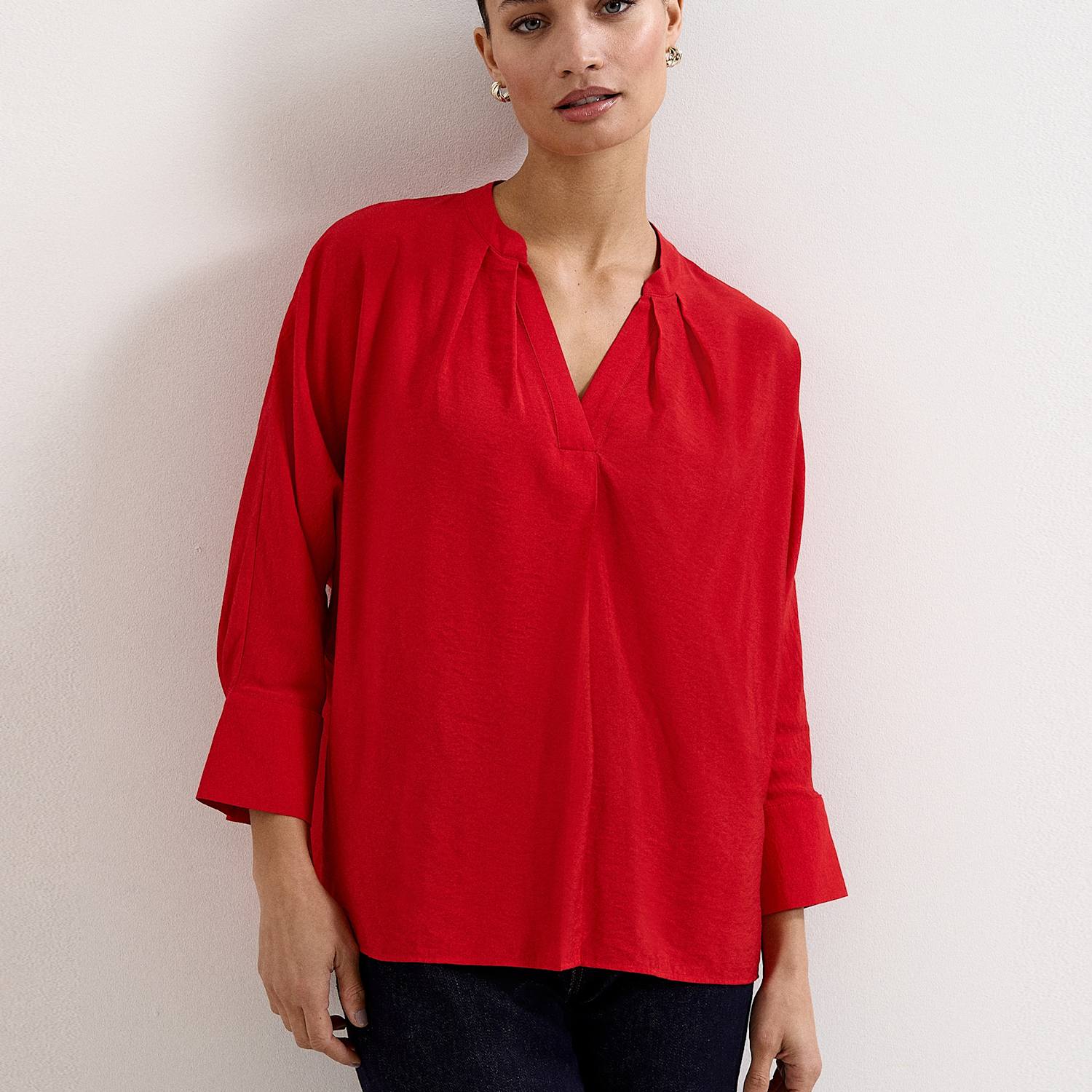 Phase Eight Women's Cynthia V-Neck Relaxed Blouse - 14 - Red - Available at M&S