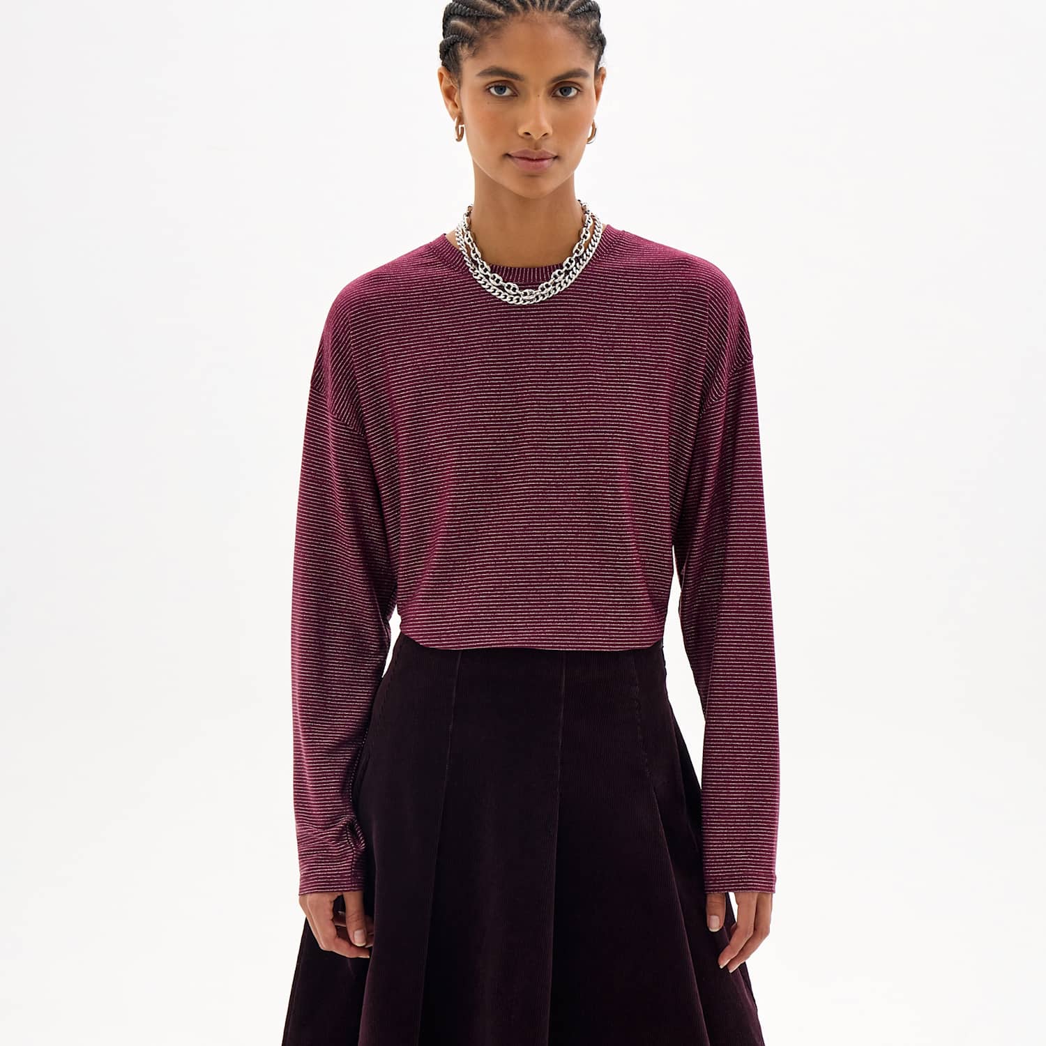 Hush Women's Striped Long Sleeve Top - Medium-Large - Red Mix - Available at M&S