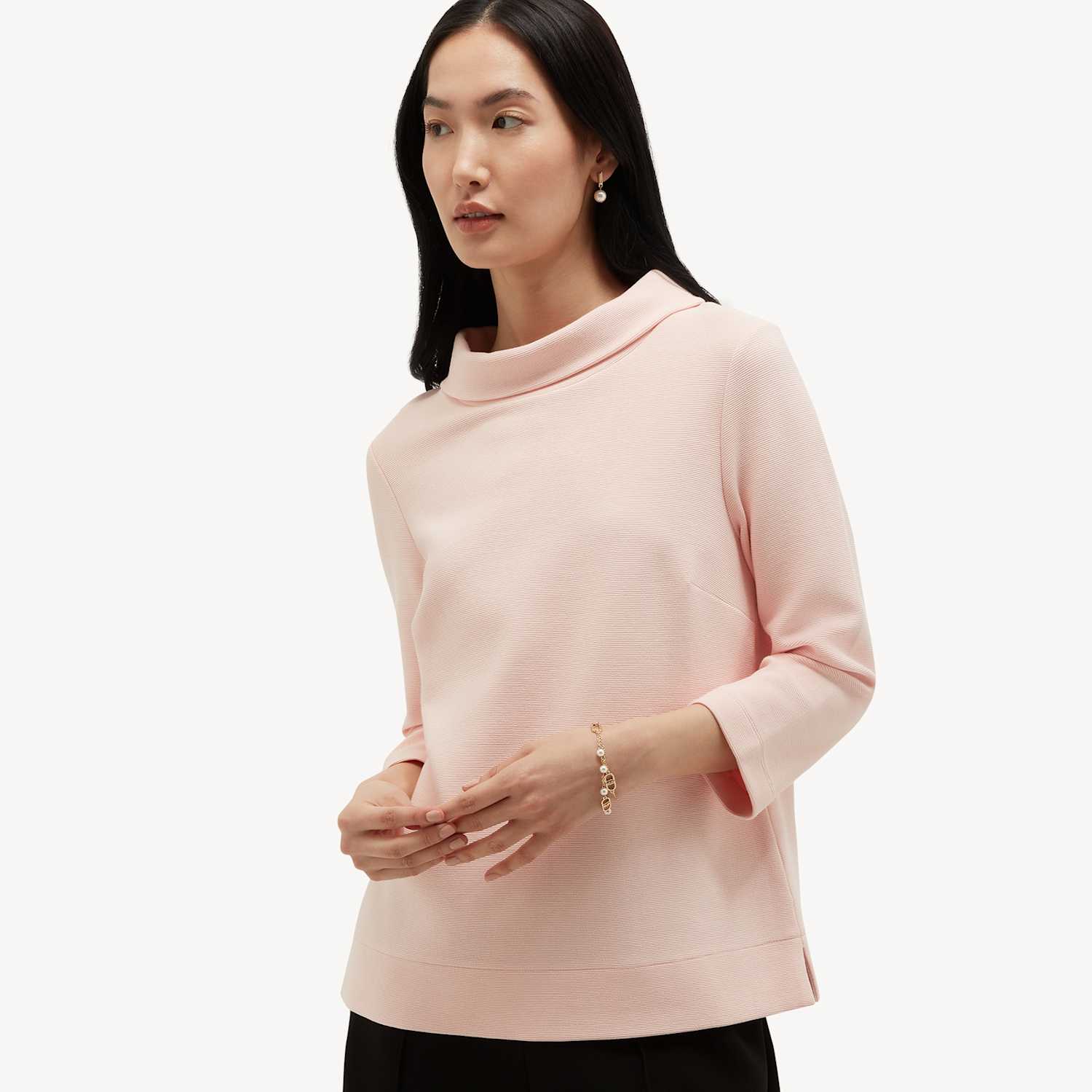 Hobbs Women's Cotton Blend Textured Roll Neck Top - Small - Pink - Available at M&S