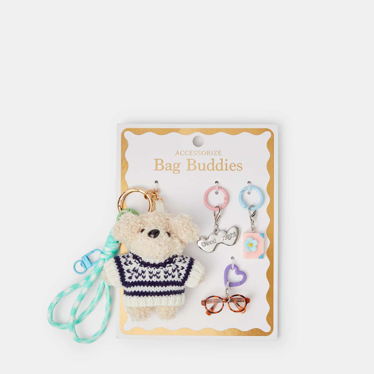 Accessorize Women's 3 Pack Snuggle Pup Bag Charm Keyring - Cream - Available at M&S