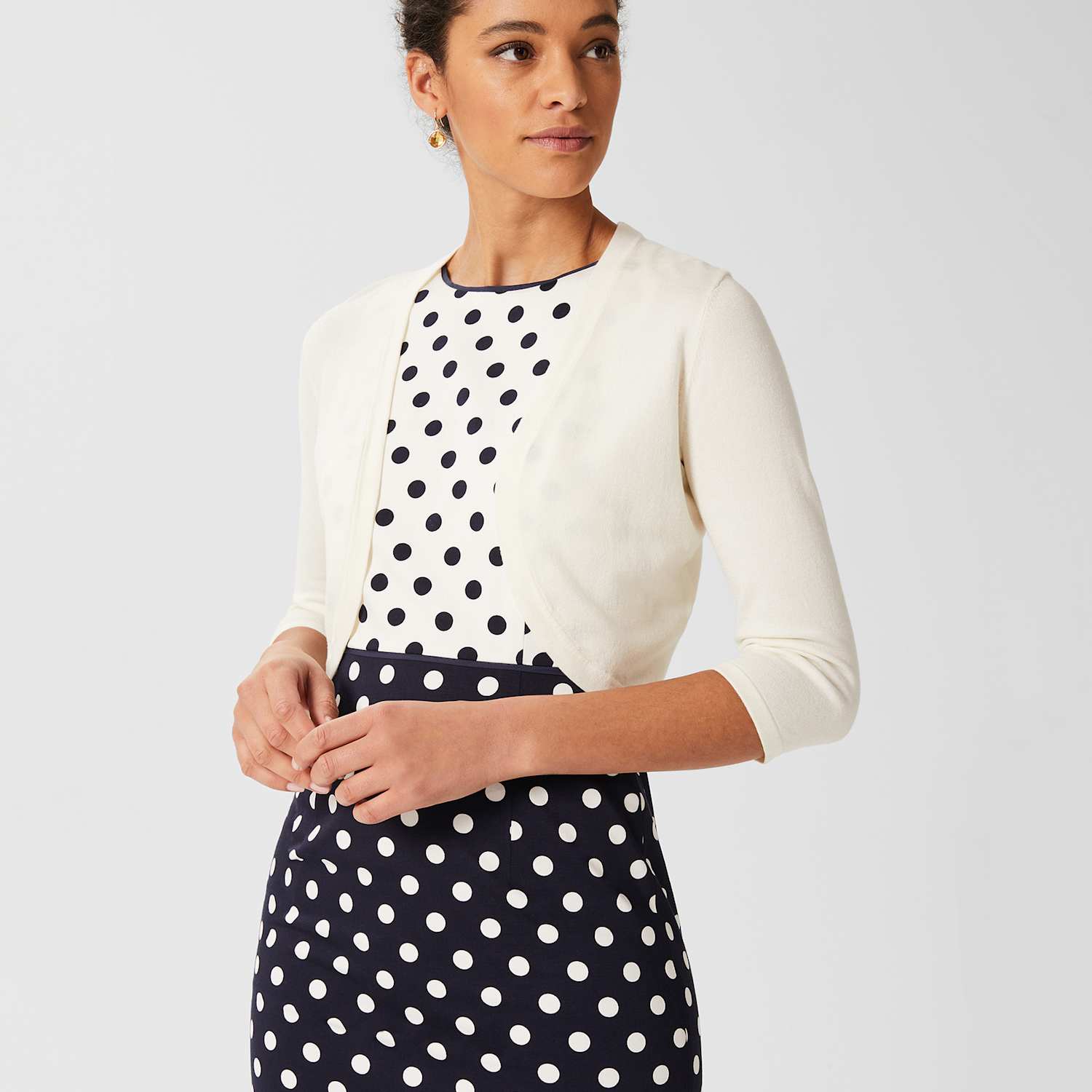 Hobbs Women's Edge to Edge Cropped Cardigan - Large - Ivory - Available at M&S