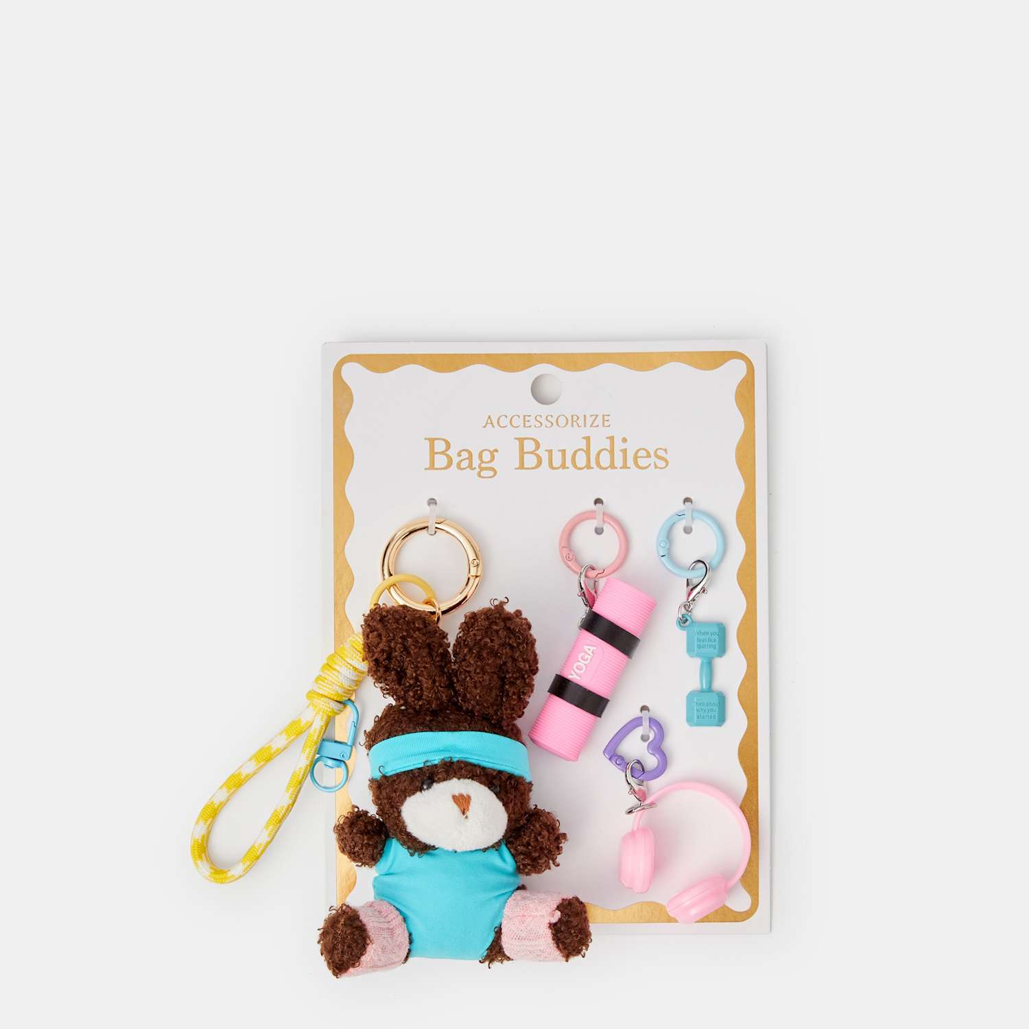 Accessorize Women's 3 Pack Gym Bunny Bag Charm Keyring - Brown - Available at M&S