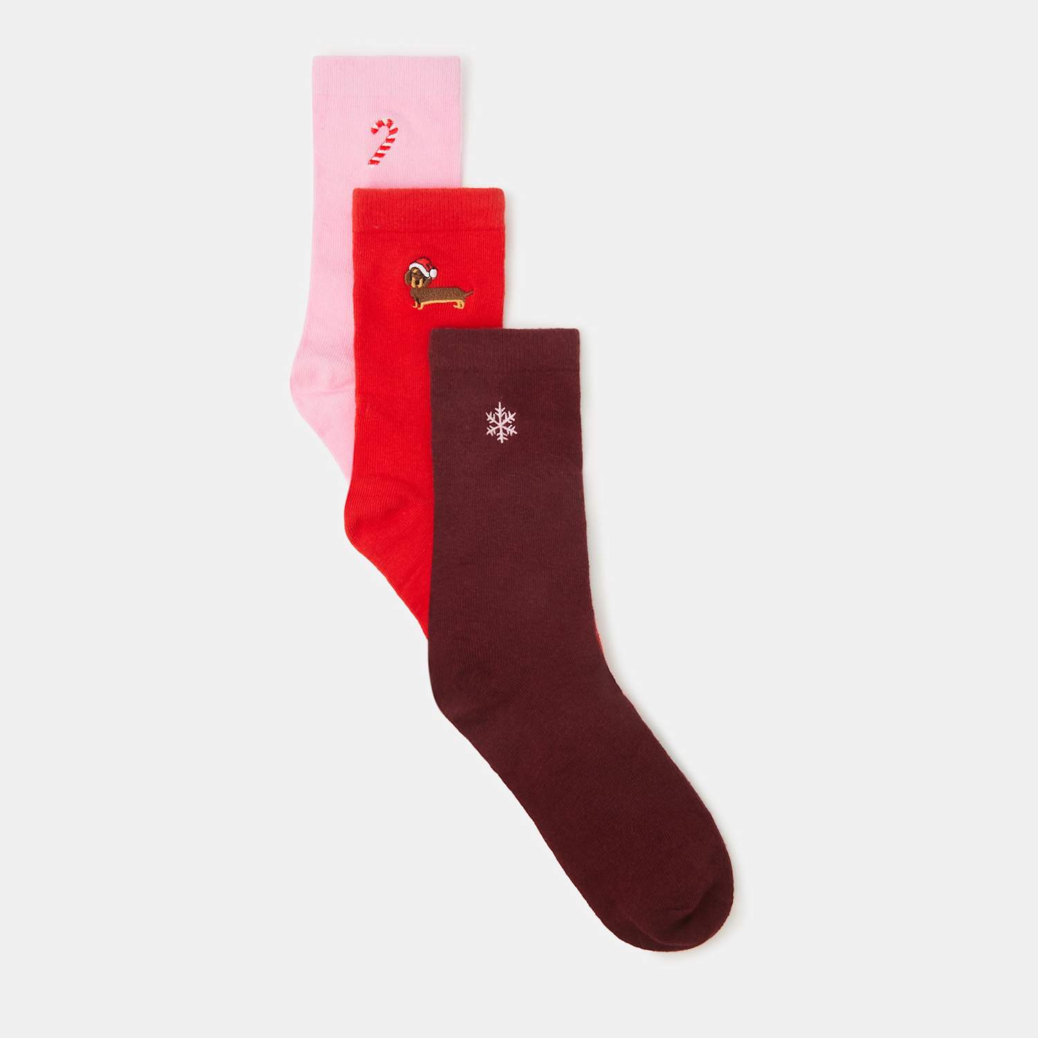 Accessorize Women's 3 Pack Christmas Ankle Socks - Multi - Available at M&S